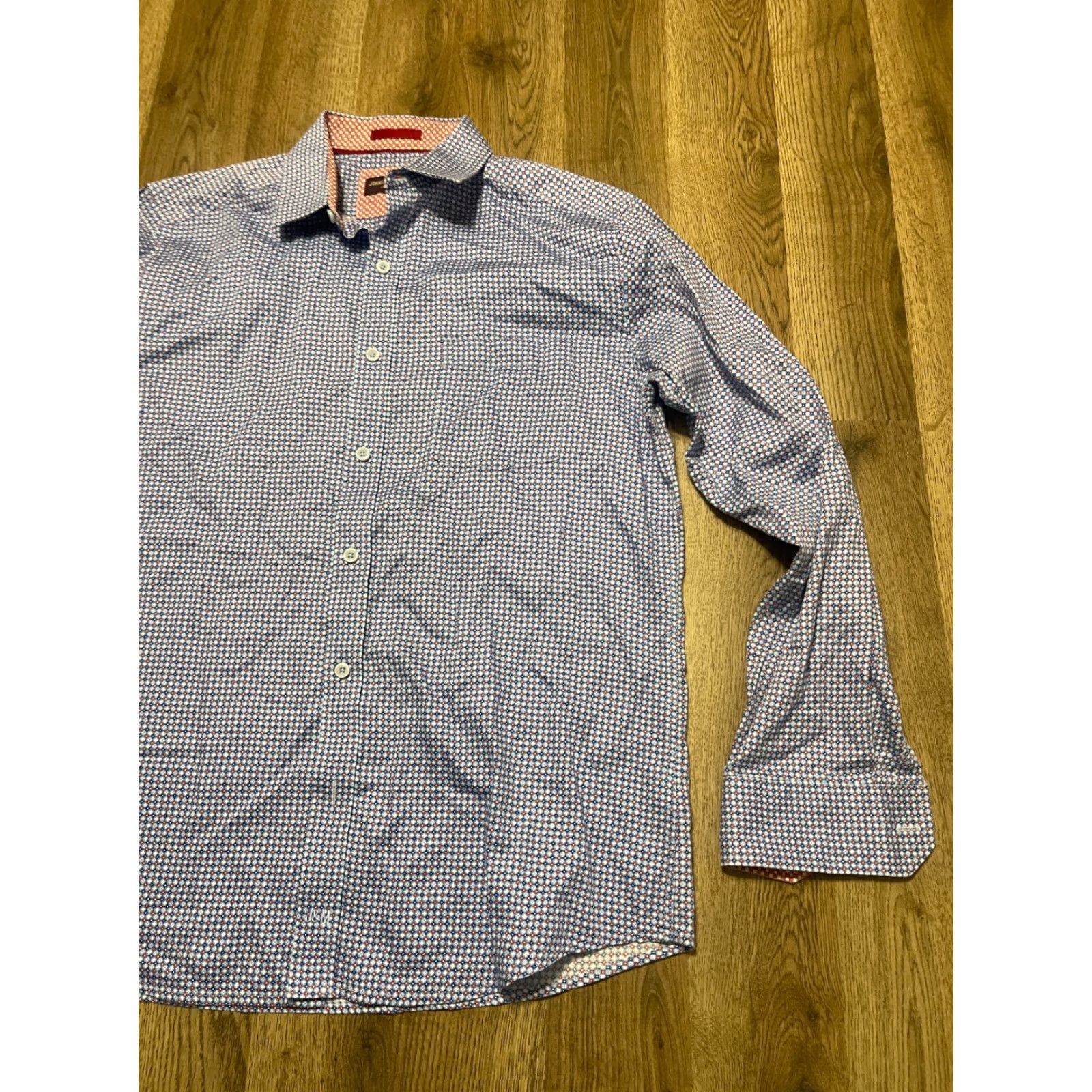 Johnston & Murphy Johnston & Murphy Shirt, Men's Size Medium, Button-Up Shirt, Blue, Red White Blue, Button, Casual, Cotton, Long Sleeve, Regular Fit, M, Men, Shirt Size US M / EU 48-50 / 2 - 4 Thumbnail