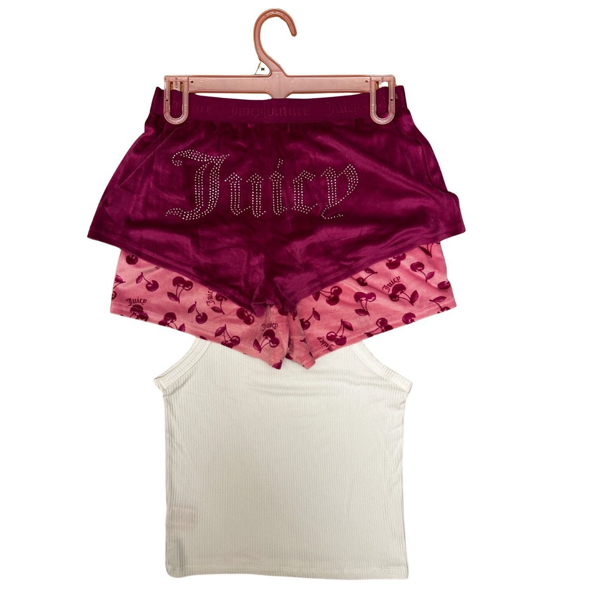 Juicy Couture Juicy Couture 3-Piece Pajama Set White Ribbed Tank Size M Size 28" / US 6 / IT 42 - 3 Thumbnail