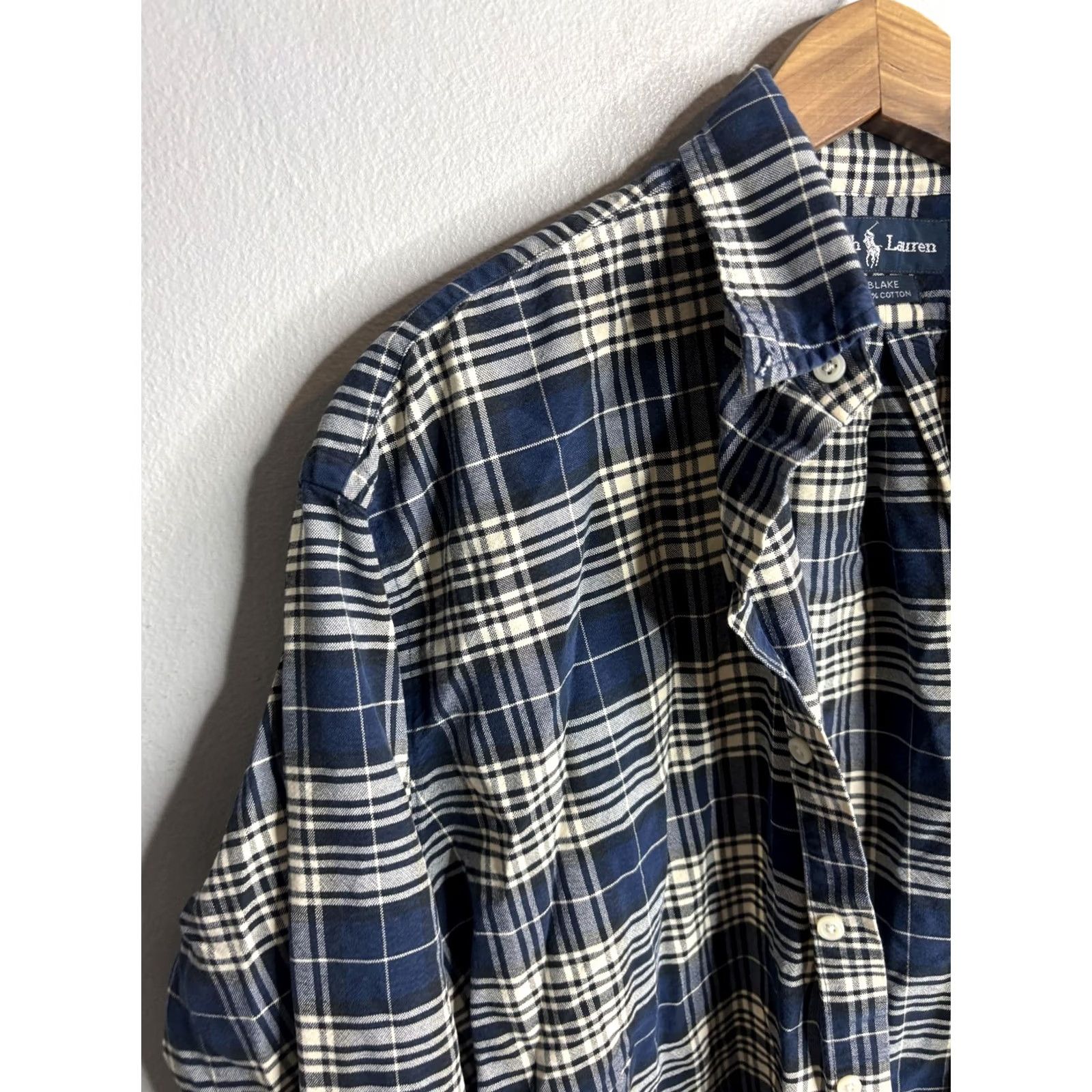 Ralph Lauren Ralph Lauren Shirt Mens Blake Classic Fit Blue Plaid 100% Cotton Button-Down Long Sleeve Size US XL / EU 56 / 4 - 2 Thumbnail