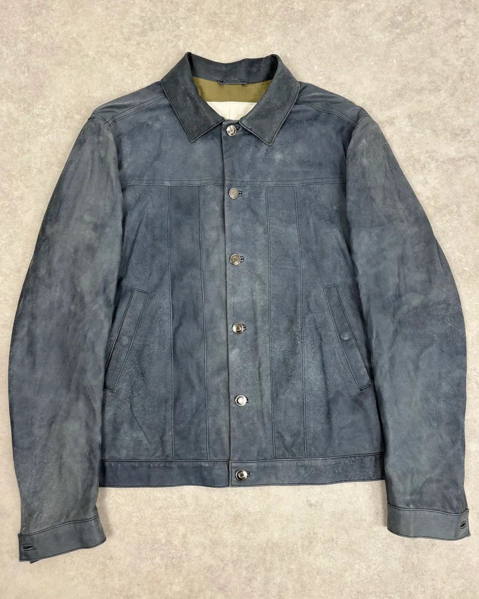 Giorgio Brato 2010s Giorgio Brato Blue Eroded Leather Jacket Size US M / EU 48-50 / 2 - 1 Thumbnail