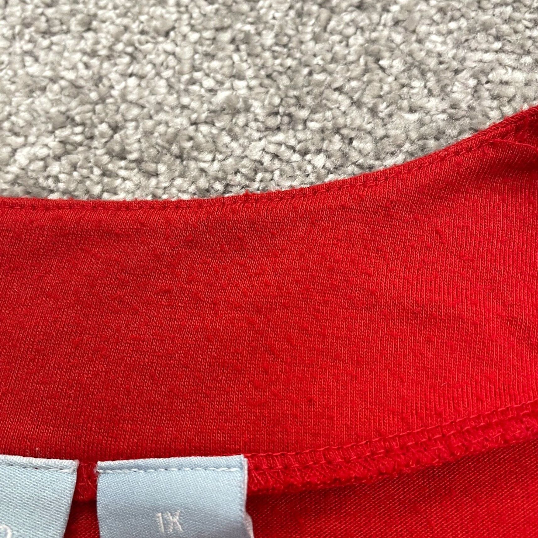 Vintage Liz & Me Blouse Womens 1X Plus Red Solid Short Sleeve Round Neck Casual Designer Classic Size XL / US 12-14 / IT 48-50 - 6 Thumbnail