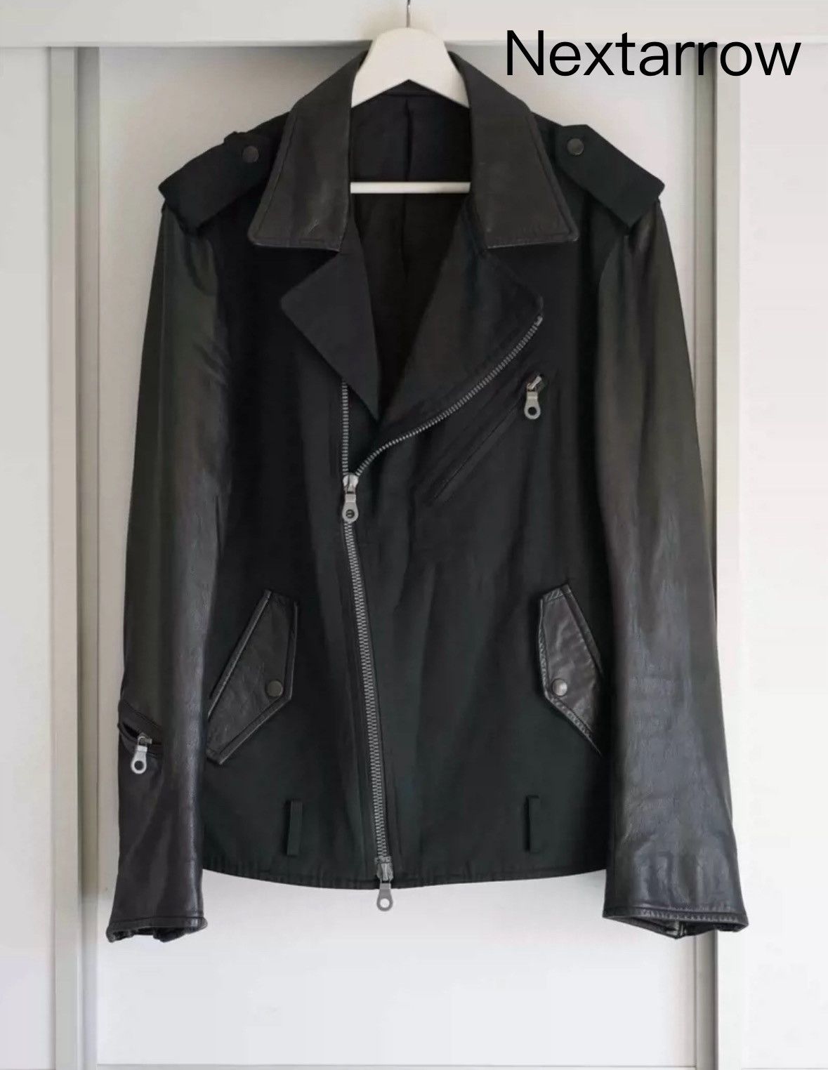Yohji Yamamoto Yohji Yamamoto 02ss Leather Sleeve Zip Jacket 2412-Nextarrow Size US S / EU 44-46 / 1 - 1 Thumbnail