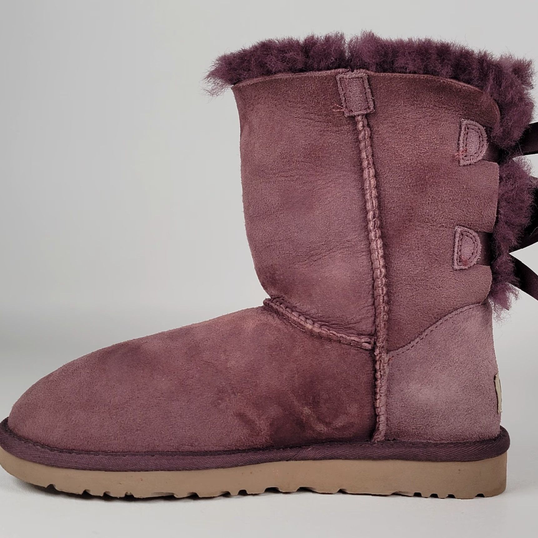 Ugg UGG Bailey Bow II Port Suede Fur Purple Boots Women’s Size 6 Bow Size US 5 / IT 35 - 4 Thumbnail