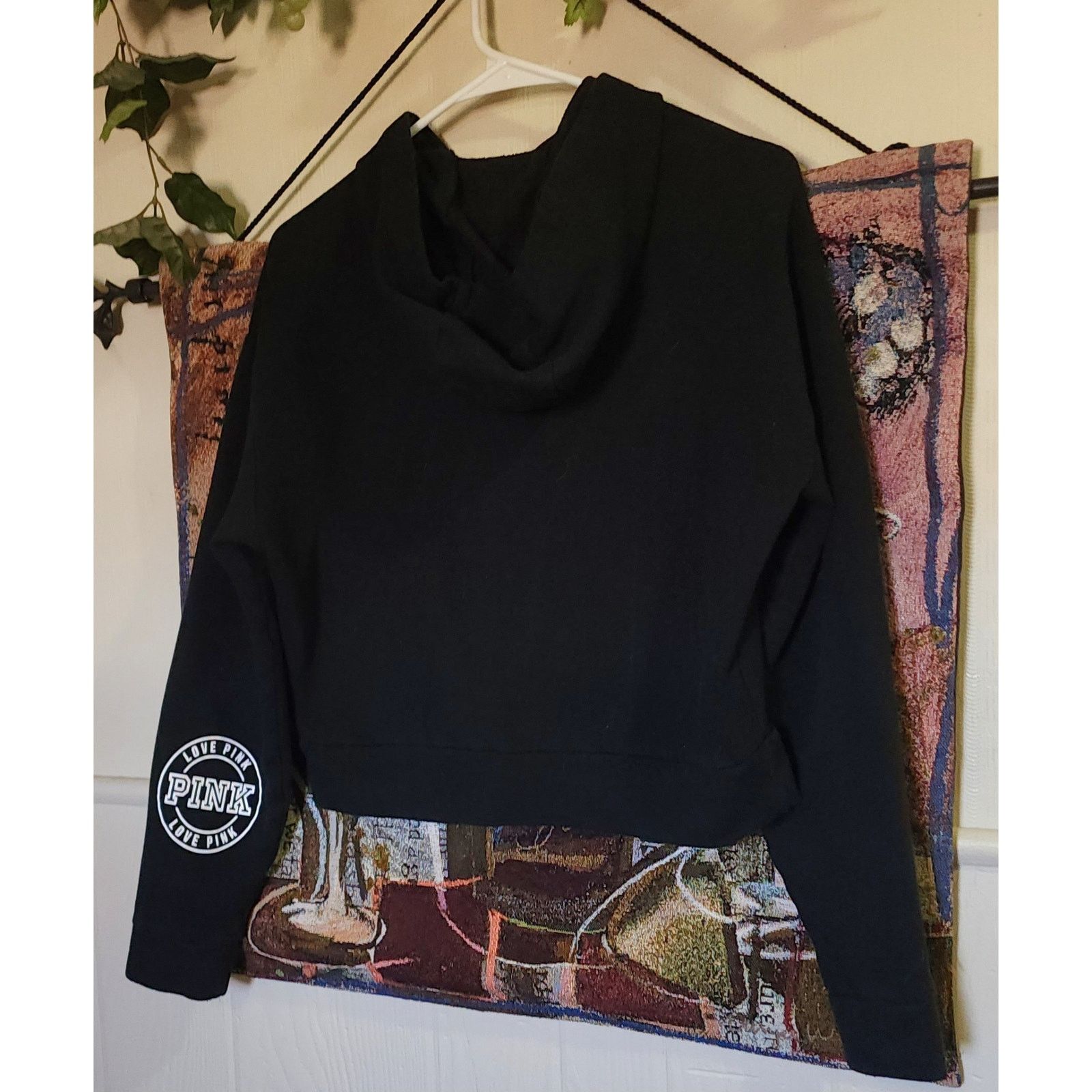 Victoria's Secret Victoria Secret Pink Black Fleece Hood Pullover Hoodie S/P Size S / US 4 / IT 40 - 2 Thumbnail