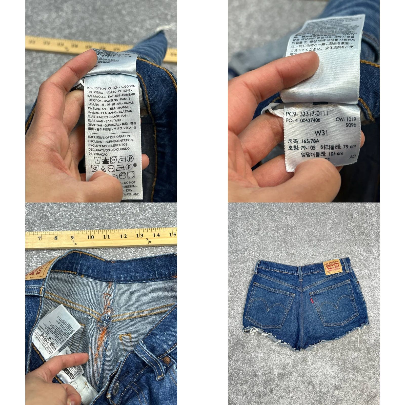 Levi's Levis 501 Shorts Womens 31 Blue Cut Off Denim Logo Stretch High Rise Raw Hem Jeans Shorts Ladies 31 Blue Levi's 501 Denim Short Cut-Off High Rise Logo Size 24" / US 00 / IT 34 - 8 Thumbnail
