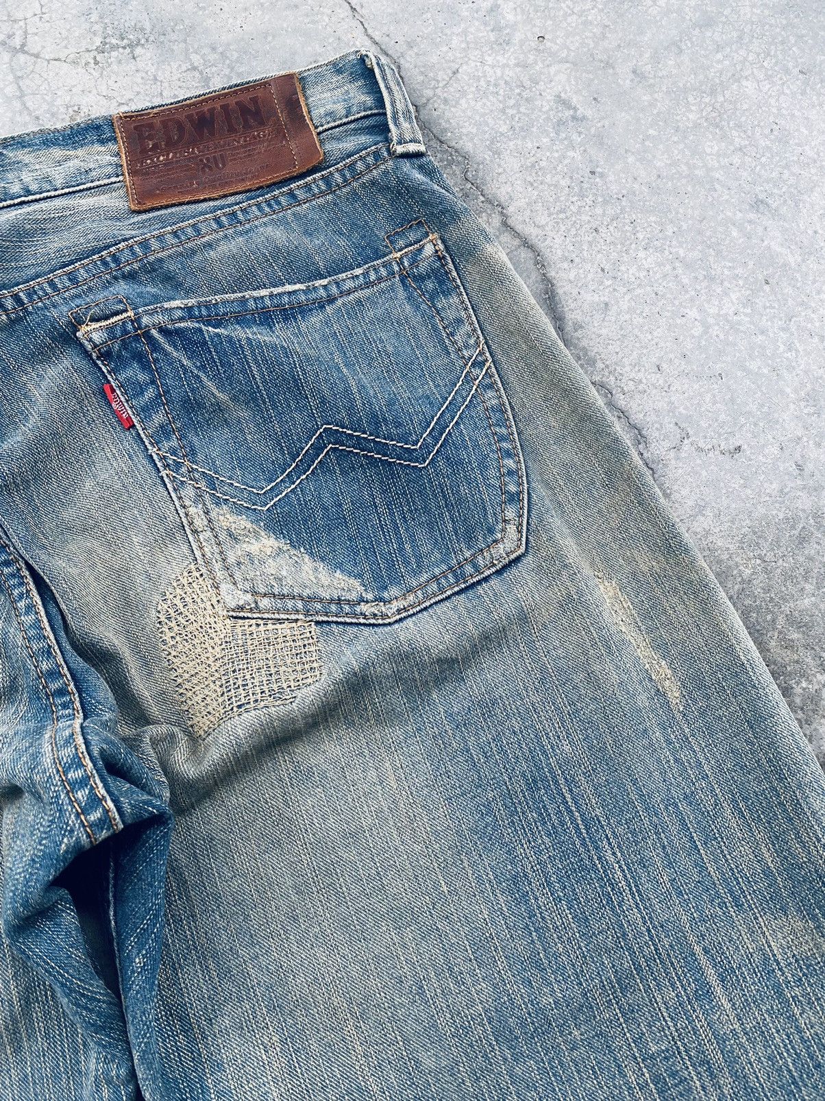 Vintage Edwin Xu Flare Distressed Denim Pants