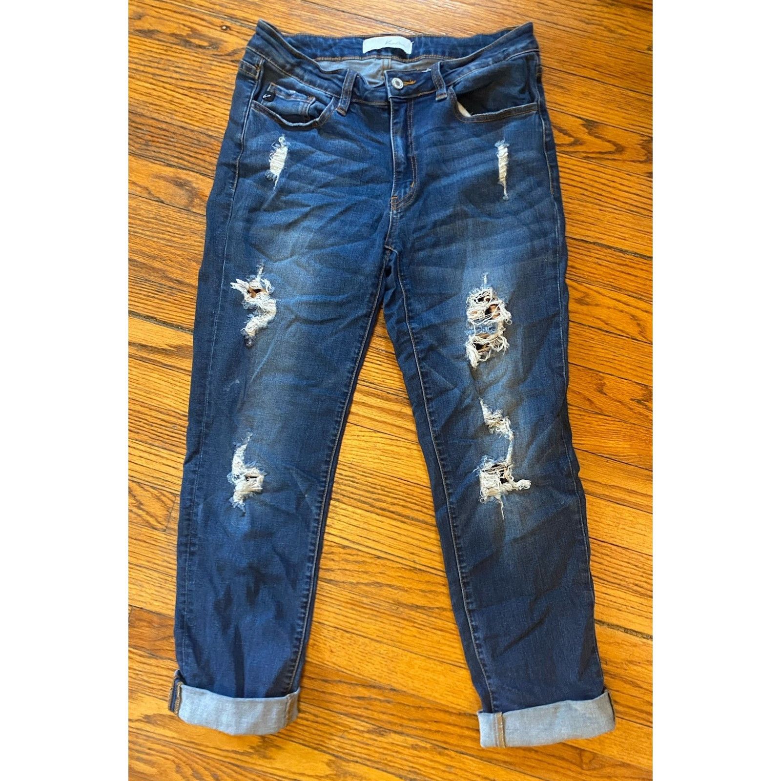 Kancan USA Kancan Mason Stretch Leopard Skinny Distressed Jeans 11/29 Size 29" - 2 Thumbnail