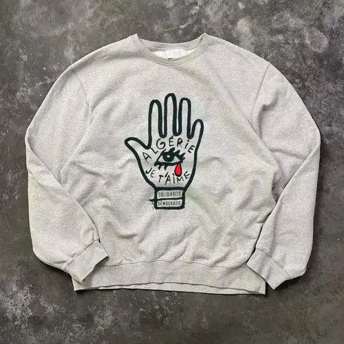 VIBE Grey retro palm eye pattern round neck sweatshirt y2k Size US L / EU 52-54 / 3 - 5 Thumbnail