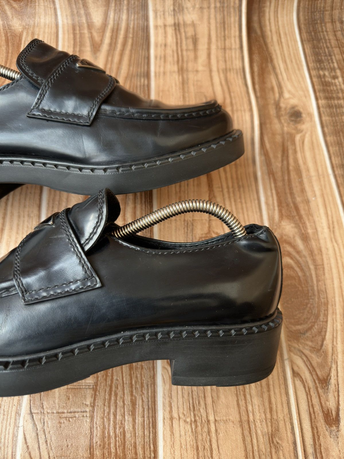 Prada Prada Brushed Leather Logo Loafers Size US 7.5 / EU 40-41 - 13 Thumbnail