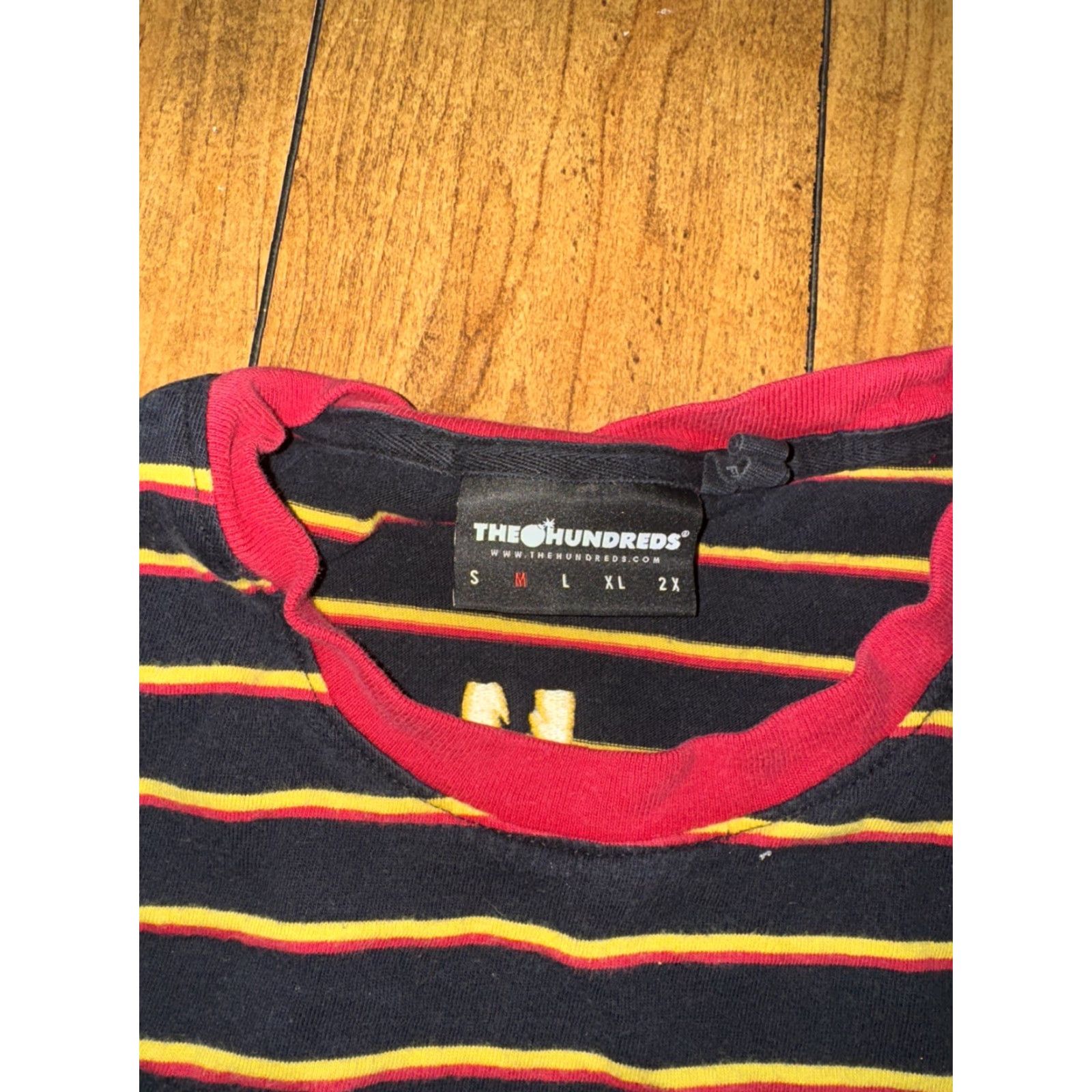 The Hundreds The Hundreds Striped T-Shirt Black Yellow Red Medium 18x26 Logo Tee Men M Streetwear Size US M / EU 48-50 / 2 - 3 Thumbnail