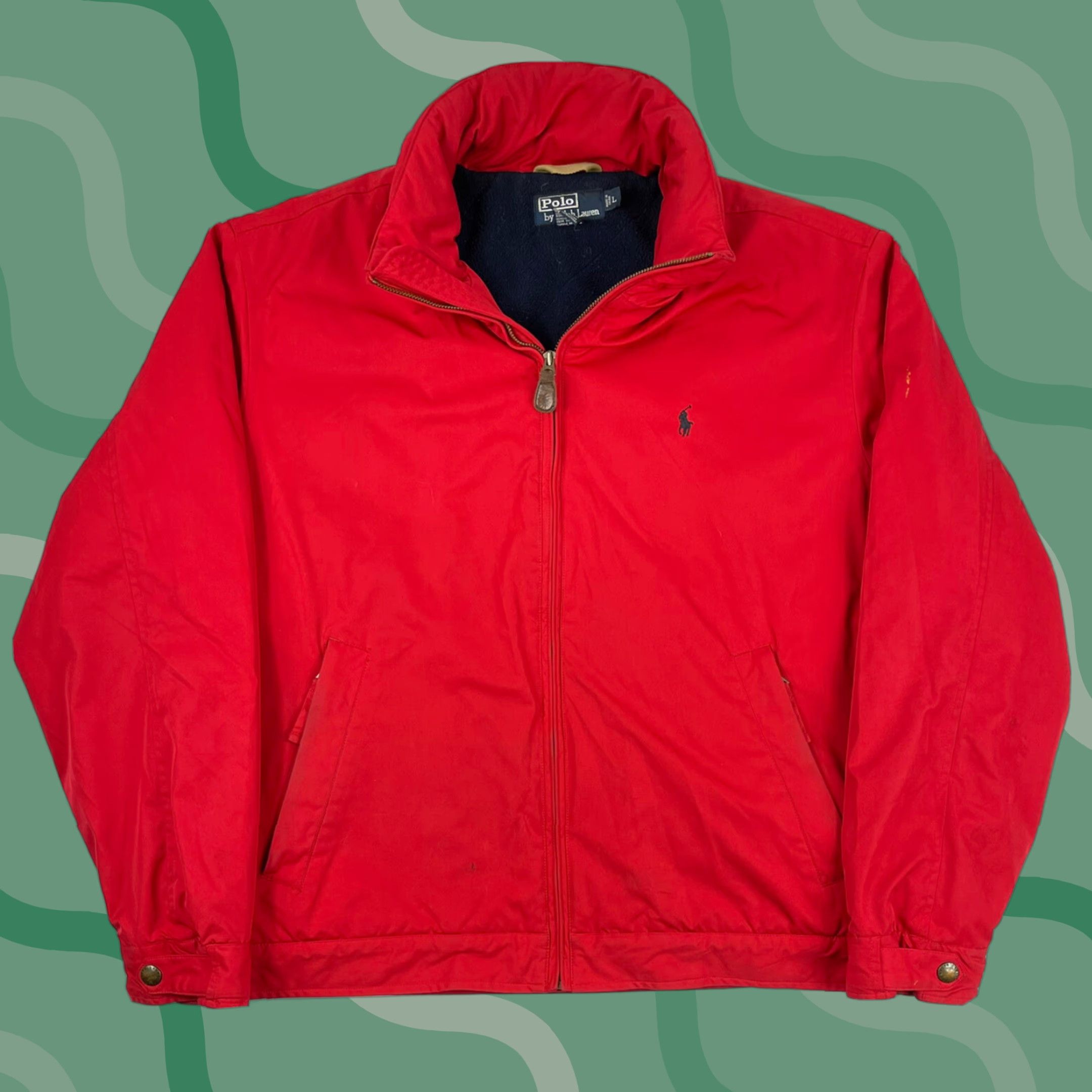 Polo Ralph Lauren VTG Polo Ralph Lauren Jacket Coat L Bomber Fleece Lined Hidden Hood Zipper Quilted Embroidered Logo Red Mens Size US L / EU 52-54 / 3 - 1 Thumbnail