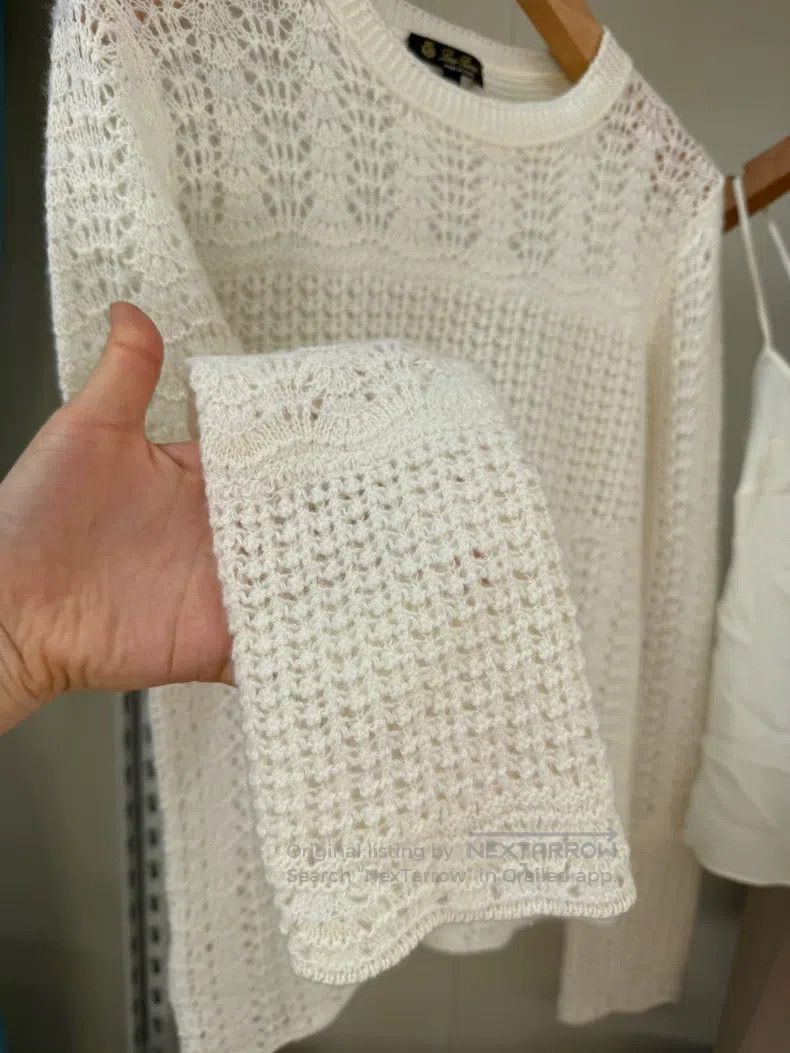 Loro Piana Loro Piana Cream-style cashmere crochet sweater two-piece Size XXS / US 00 / IT 34 - 4 Thumbnail