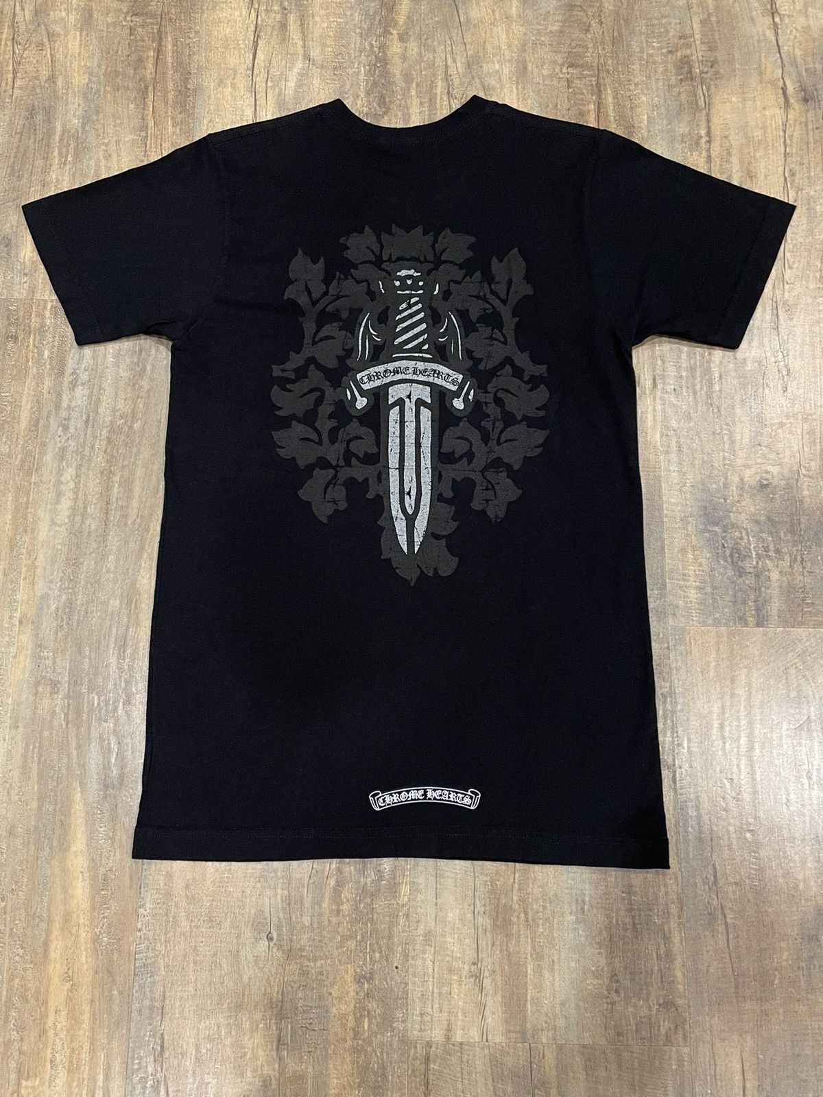 Chrome Hearts RARE Chrome Hearts Vine Dagger Logo Black Pocket Tee ...