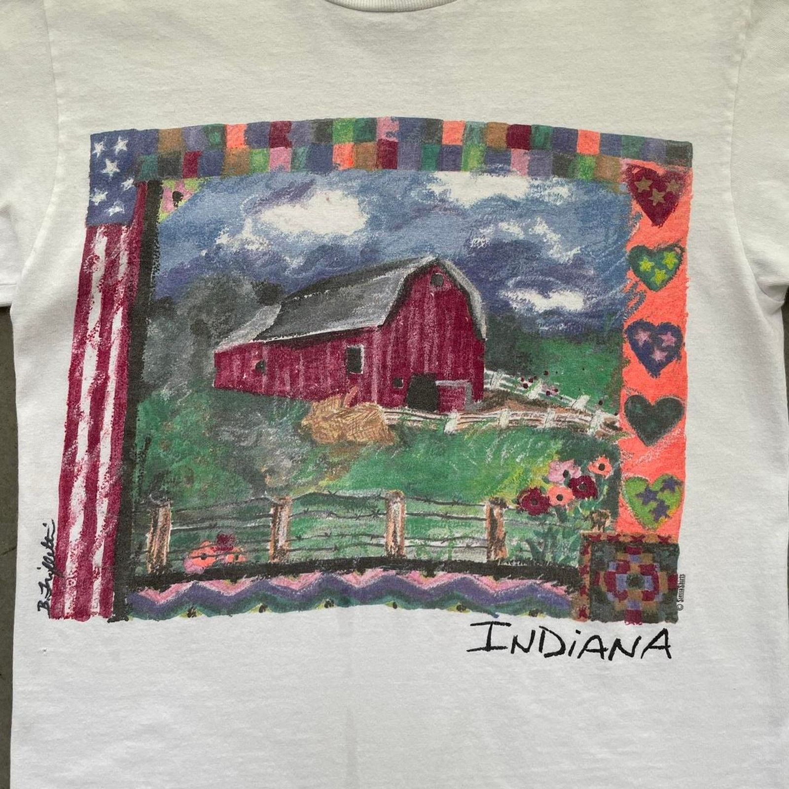 Vintage Vintage 90s Indiana Art T-shirt Size US S / EU 44-46 / 1 - 2 Thumbnail