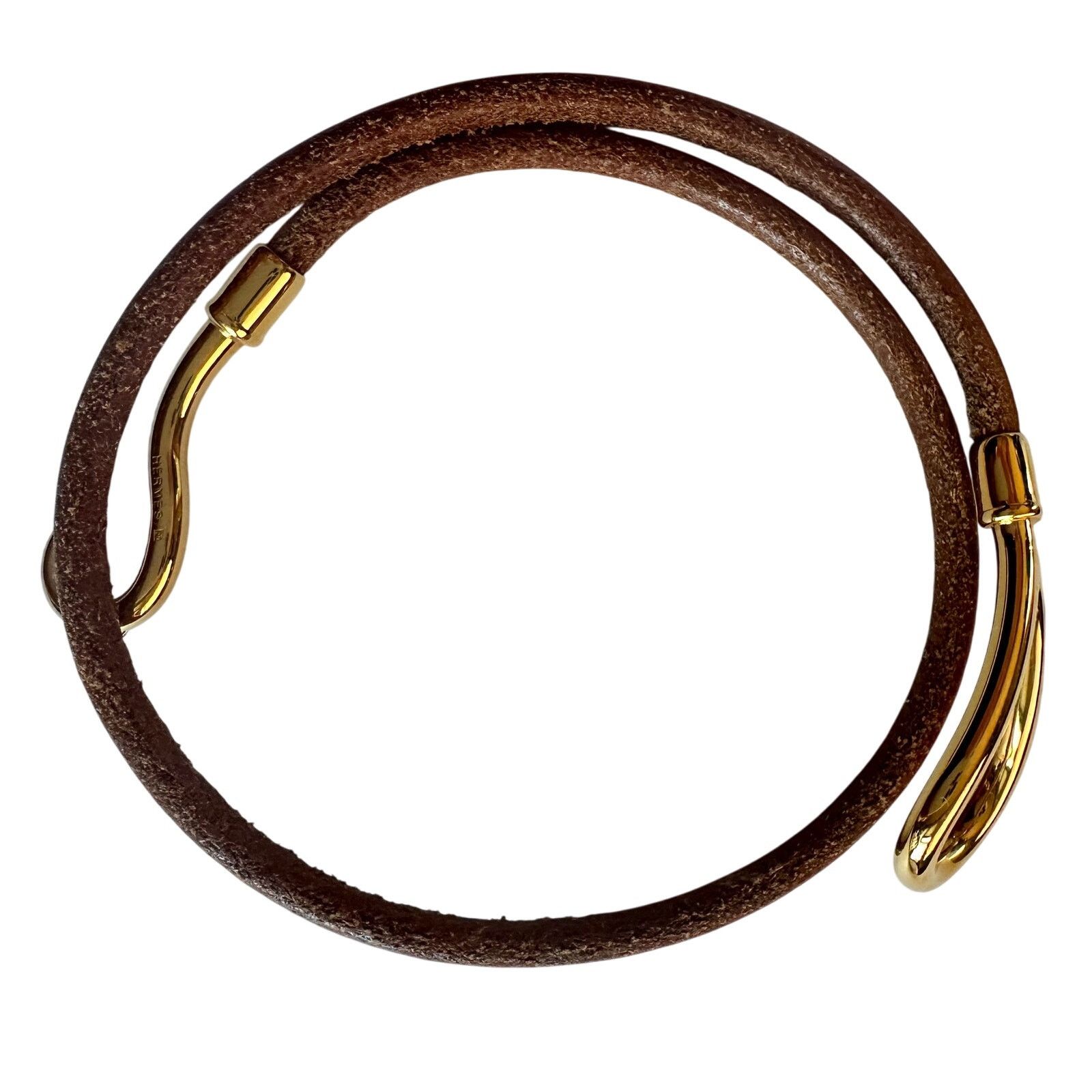 Hermes Hermès Jumbo Leather Hook Double Wrap Bangle Bracelet Choker Size ONE SIZE - 10 Thumbnail