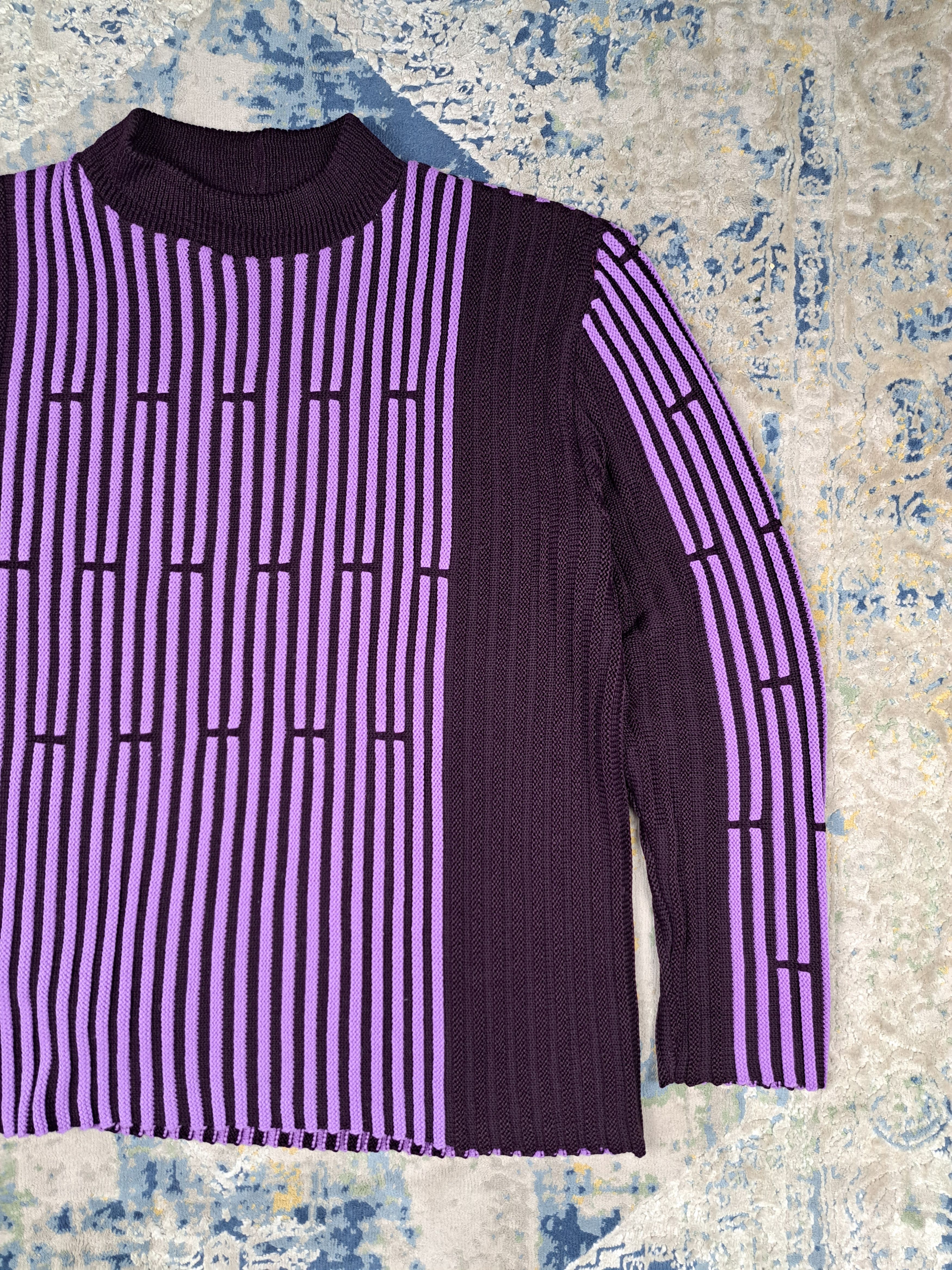 Japanese Brand Crazy Vintage y2k Purple Ribbed Knit Sweater Techno Size US L / EU 52-54 / 3 - 6 Thumbnail
