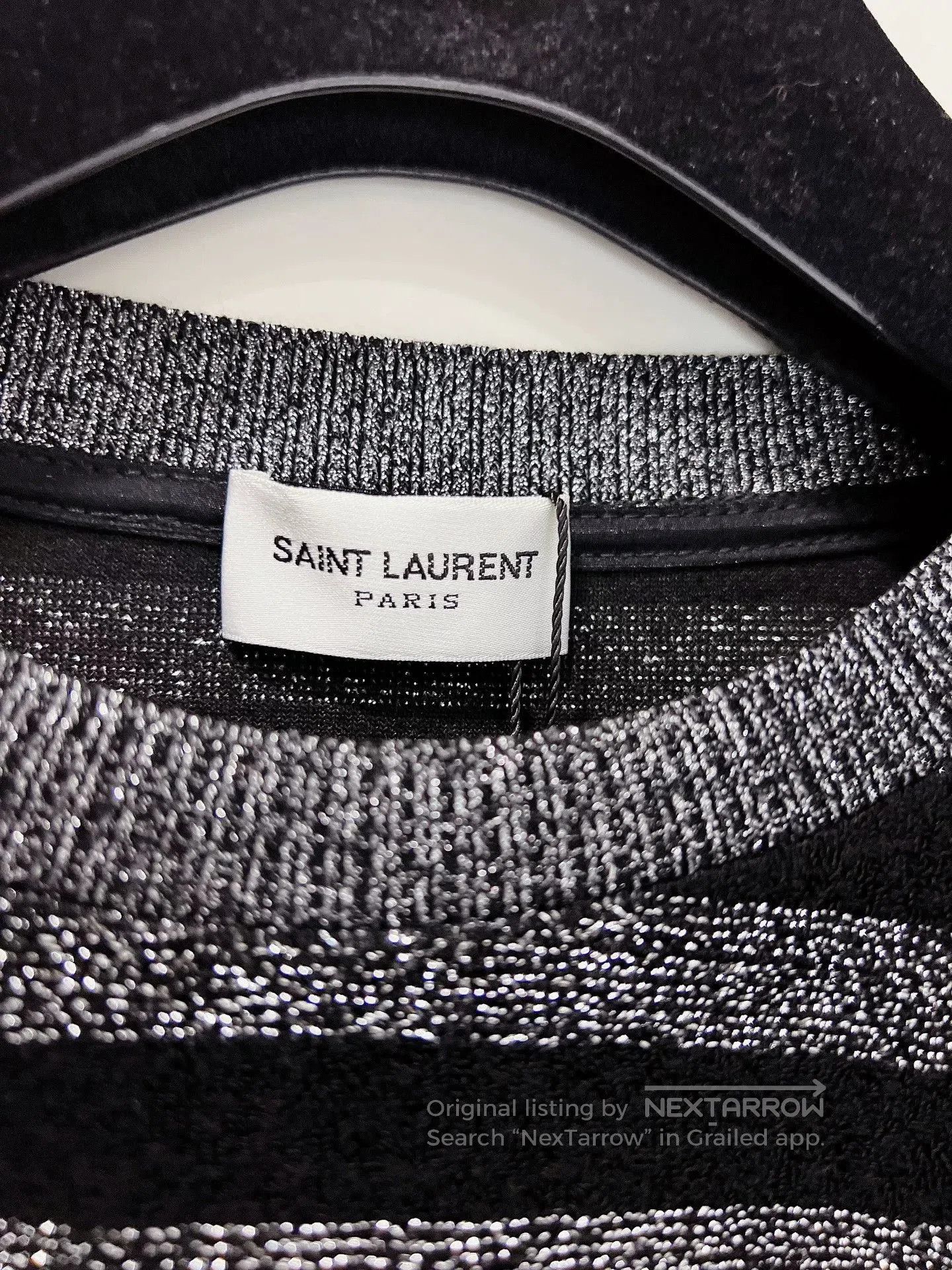 Saint Laurent Paris Saint Laurent Silver Black Striped Sweater. Size S / US 4 / IT 40 - 7 Thumbnail