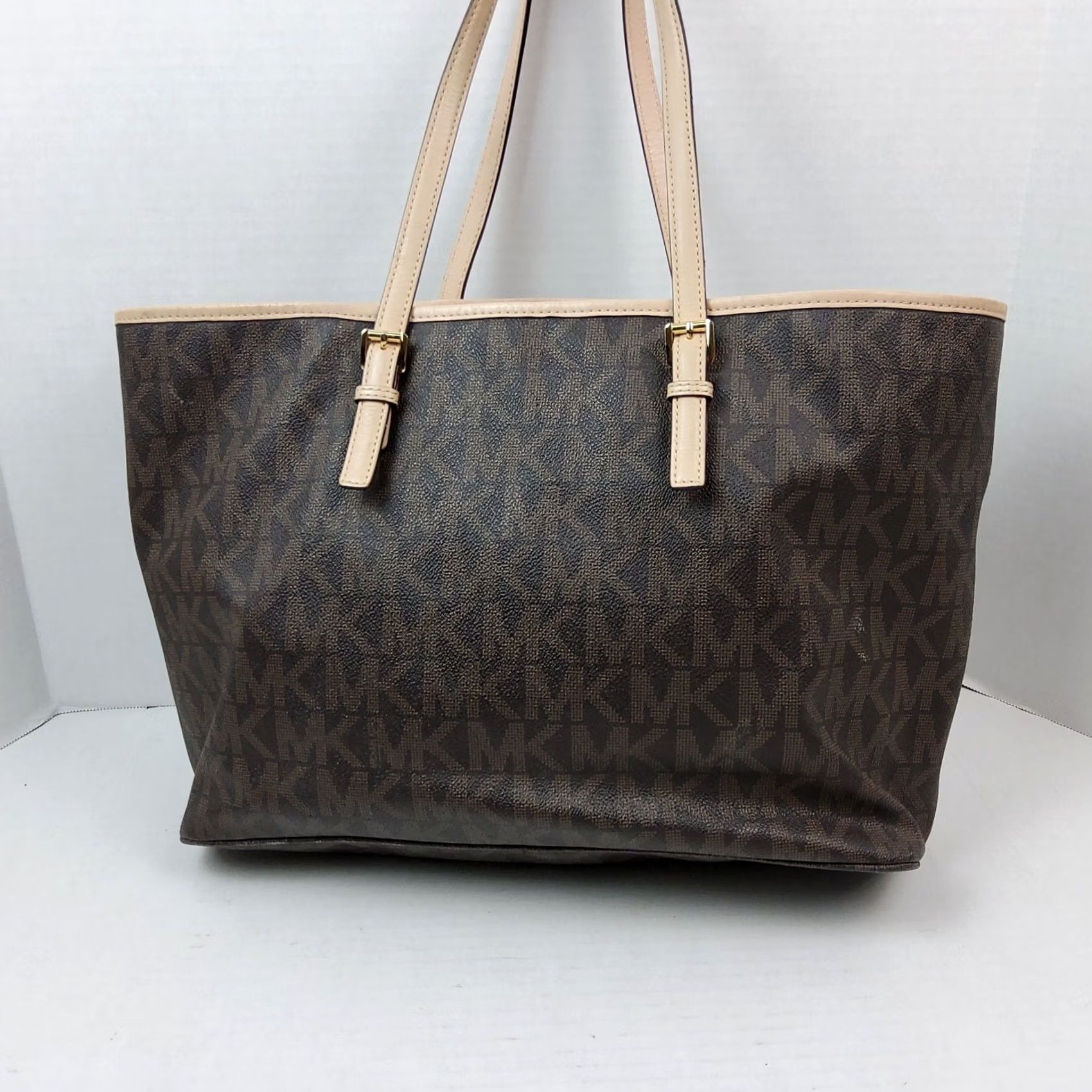 Michael Kors Michael Kors Jet Set Travel Large Tote Brown PVC Leather Lining Zip Bag Purse Women Size ONE SIZE - 5 Thumbnail