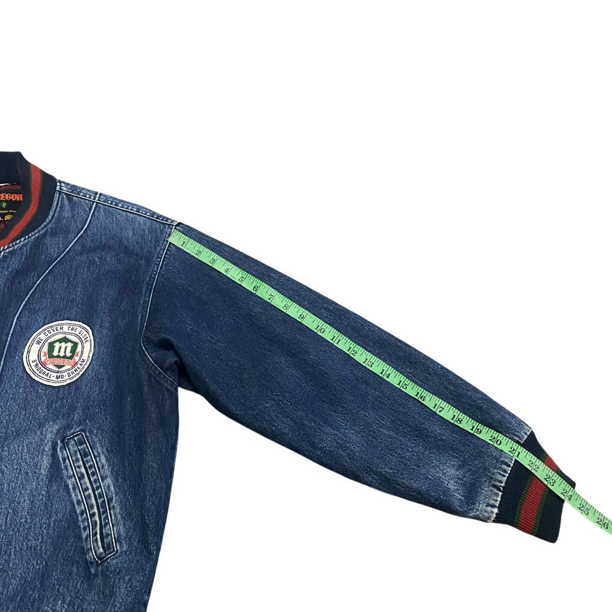 McGregor × Vintage Vintage 90s McGregor Denim Bomber Snap Button Jacket L Size Size US L / EU 52-54 / 3 - 24 Thumbnail