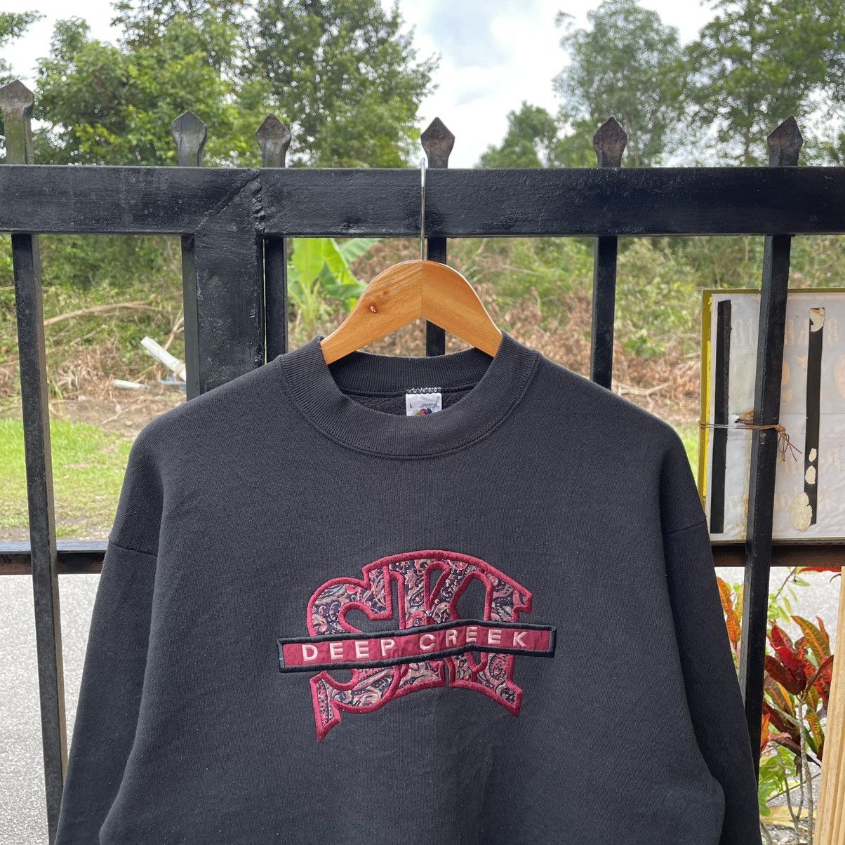Fruit Of The Loom 🔥Vintage 90s Deep Creek Ski Embroidered Logo Sweatshirts Size US S / EU 44-46 / 1 - 4 Thumbnail