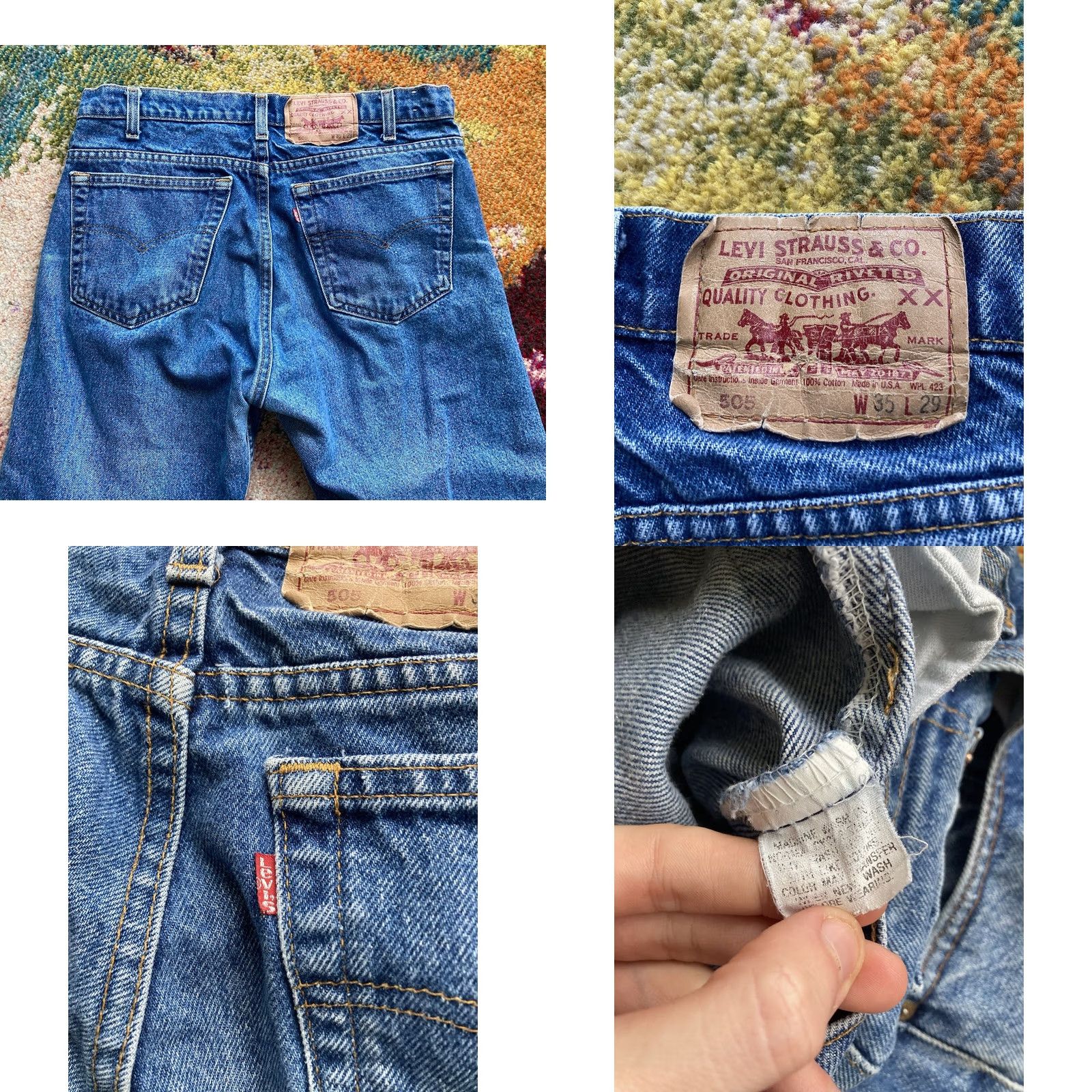 Levi's VINTAGE Levi's 505 Jeans USA Made Mens 32x25 Blue Denim Red Tab Straight Jeans Mens Regular 80s Size US 35 - 8 Thumbnail