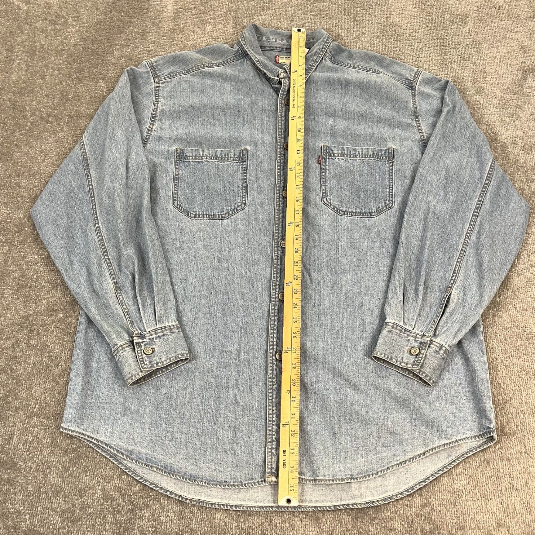 Levi's VINTAGE LEVIS Shirt Mens Large Blue Red Tab Denim Button Collared Trucker Rodeo Western Size US L / EU 52-54 / 3 - 6 Thumbnail