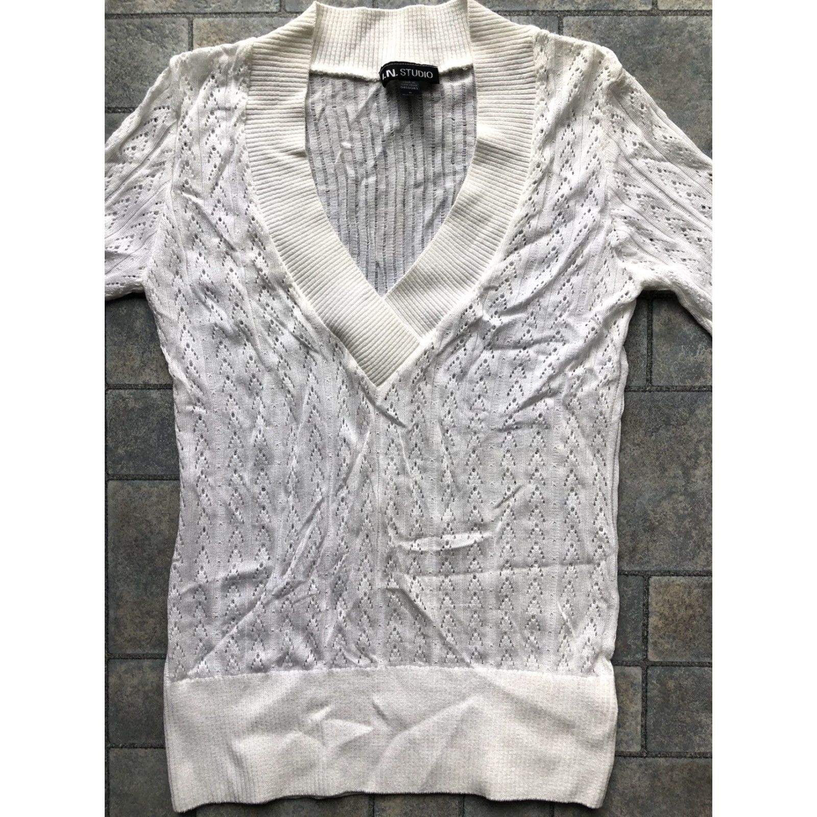 Vintage NWT I.N. Studio Sweater Long Sleeve White Size Small Acrylic Spandex Pullover Women Classic Preppy Nerd White Size S / US 4 / IT 40 - 2 Thumbnail