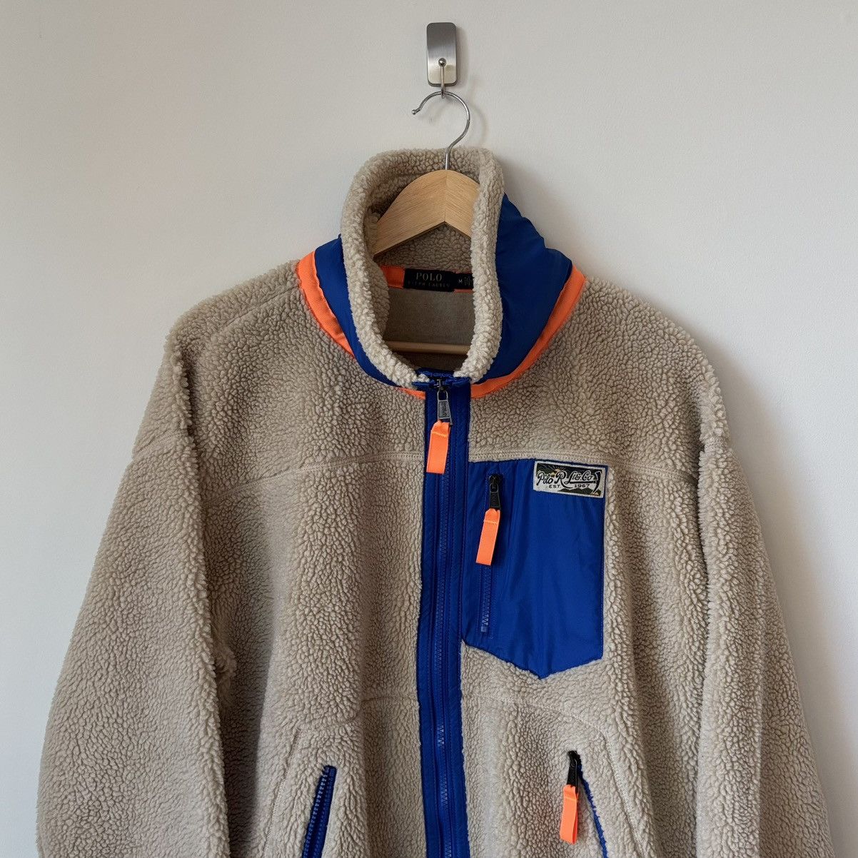 Polo Ralph Lauren Faux-Shearling Zip Jacket Hi-Pile Sherpa Colorblock Fleece Size US M / EU 48-50 / 2 - 2 Thumbnail