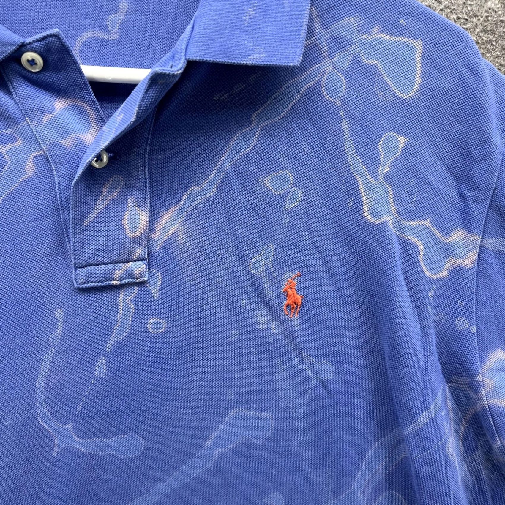 Polo Ralph Lauren VINTAGE Polo by Ralph Lauren Polo Shirt Mens L Blue Pony Logo Bleach Stained Bleached Stains Size US L / EU 52-54 / 3 - 6 Thumbnail