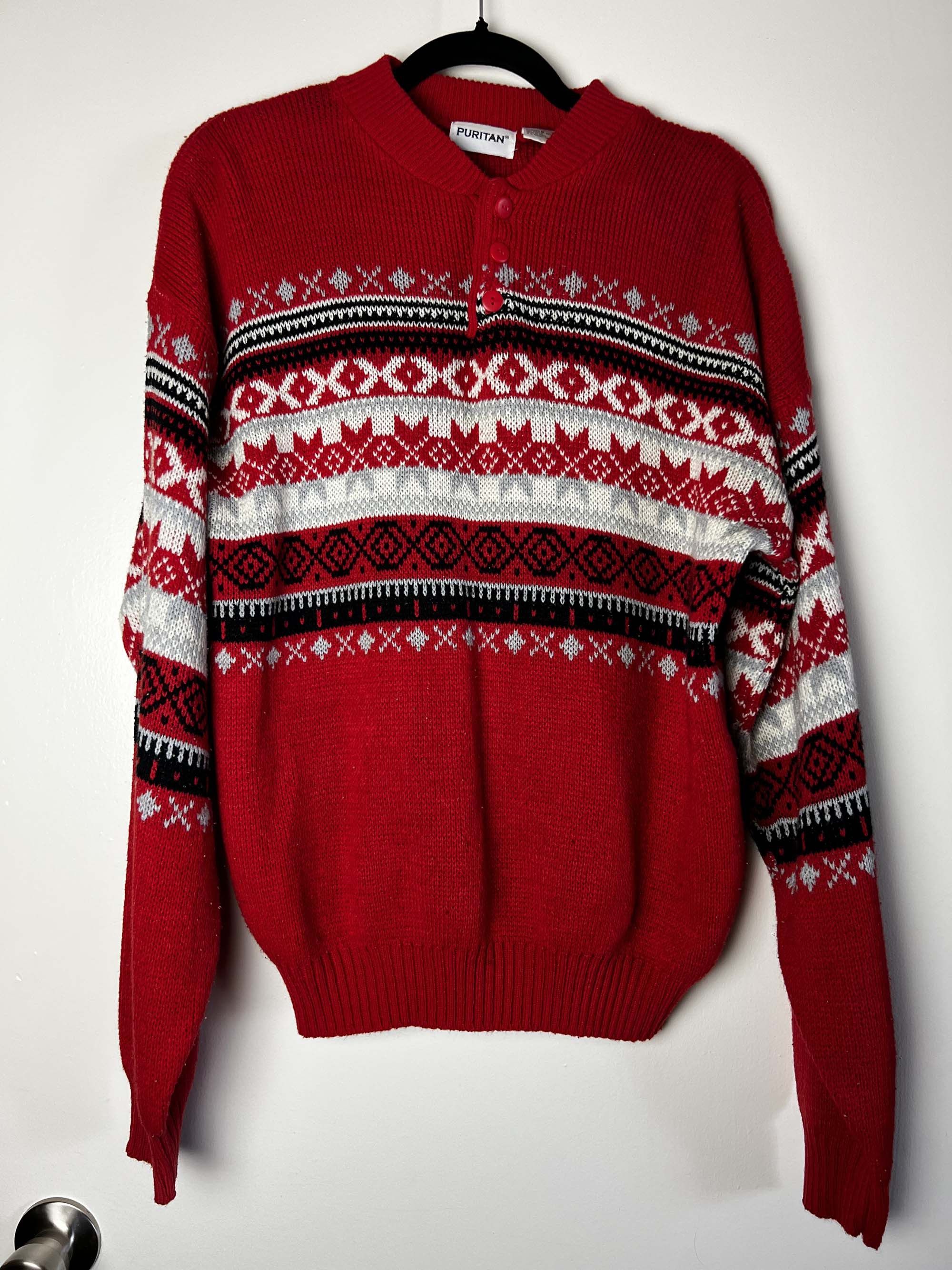 Puritan Vintage 1980's-1990's Puritan Red Knit Pullover Sweater Size US M / EU 48-50 / 2 - 2 Thumbnail