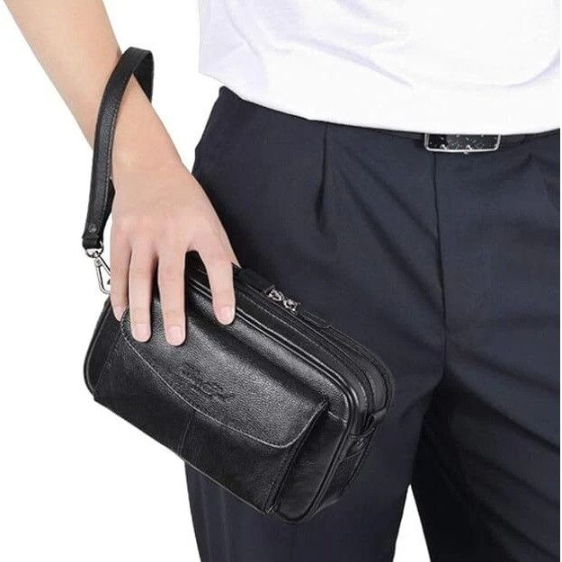 Other Leather Clutch Purse Wallet for Men Black Organizer Holder W Size ONE SIZE - 4 Thumbnail