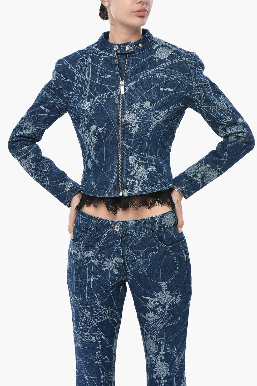 Off-White og1mm0426 Printed Denim Jacket in Blue Size S / US 4 / IT 40 - 1 Thumbnail
