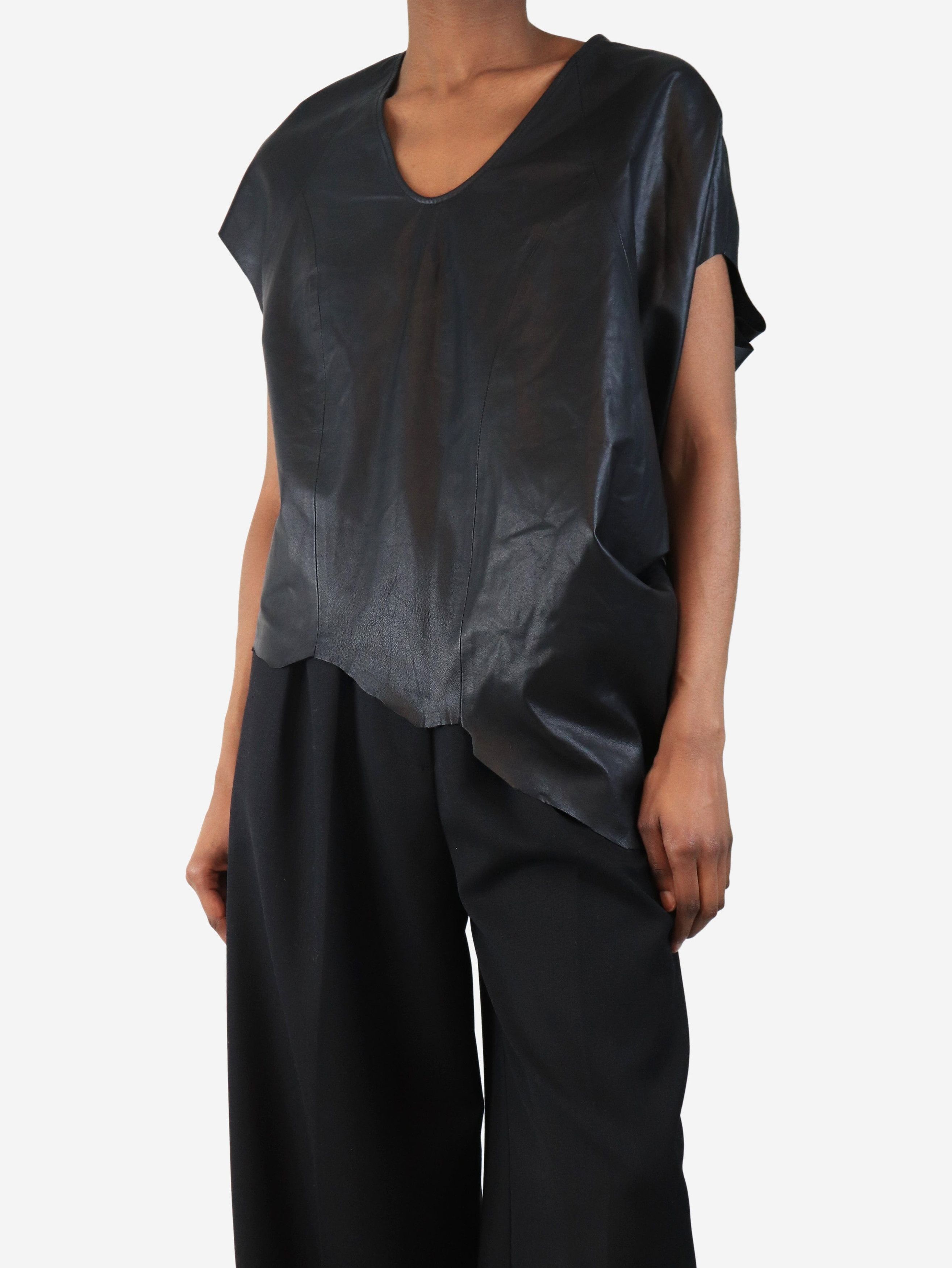 Helmut Lang Black jag-hem leather top - XS Size XS / US 0-2 / IT 36-38 - 1 Thumbnail