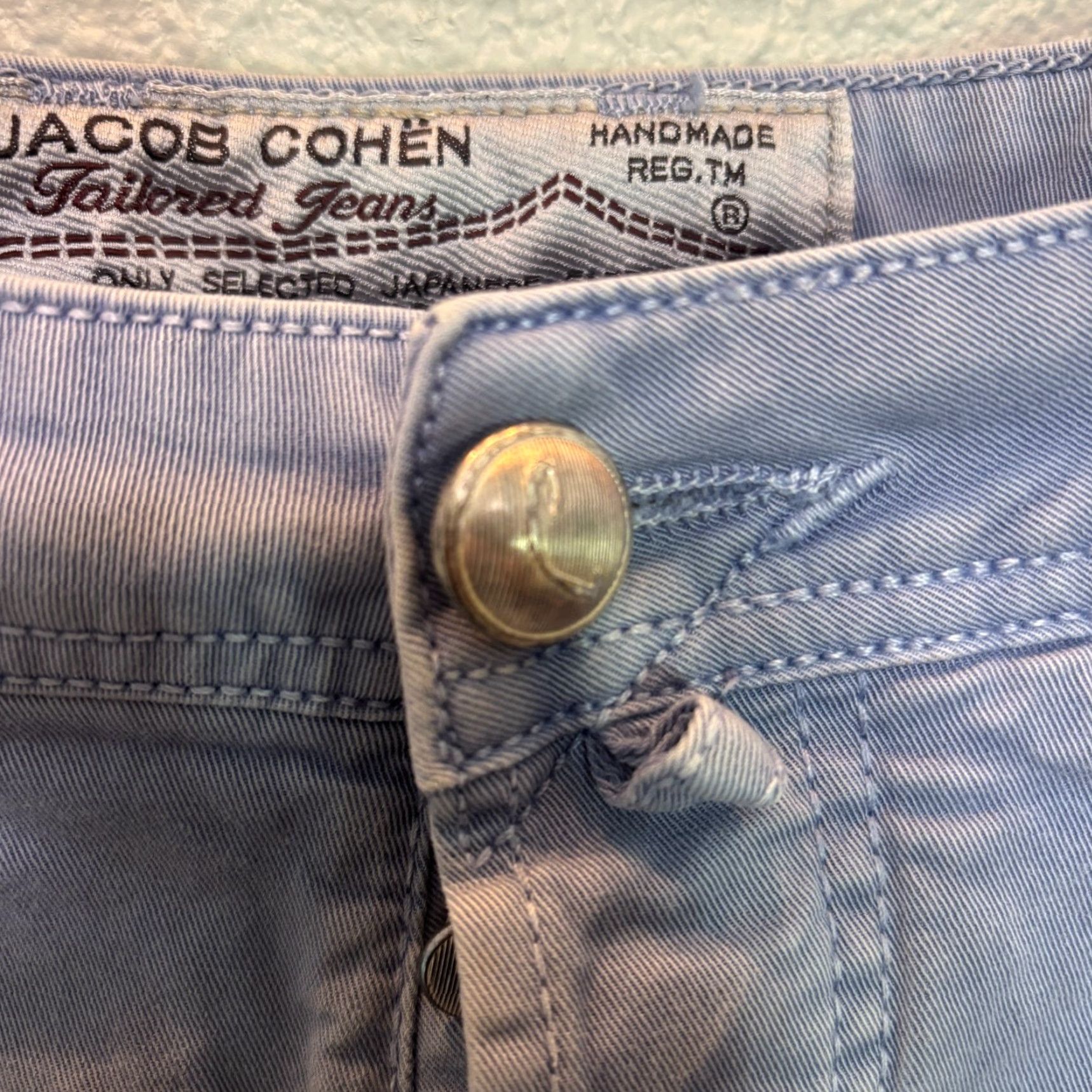 Jacob Cohen Jacob Cohen Jeans 33x28 Button Italy Denim 5-Pocket Straight Mens Blue Fashion Comfort Belted Logo Regular Inseam 28" Size US 33 - 3 Thumbnail