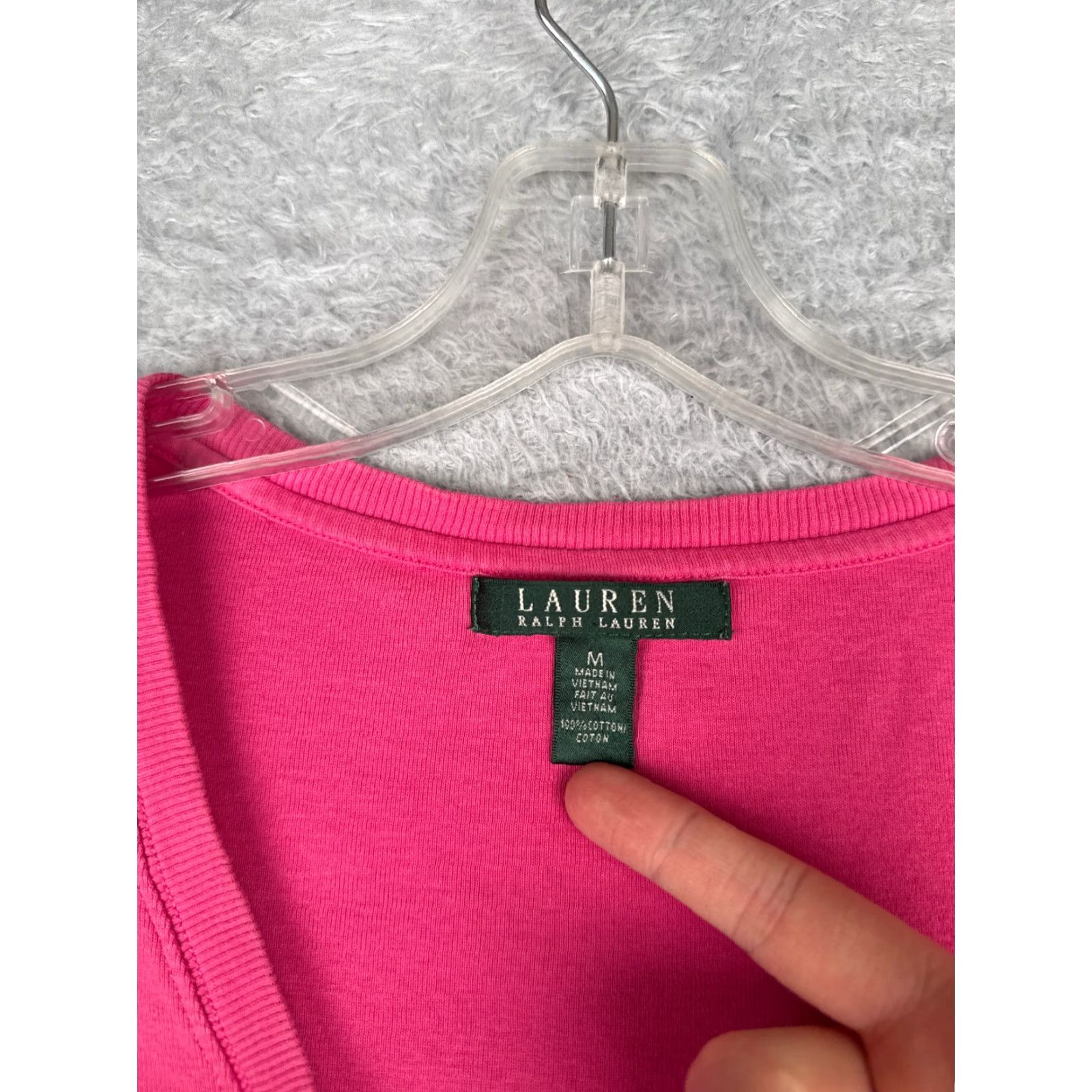 Ralph Lauren VINTAGE Lauren Ralph Lauren Shirt Women M Pink Stripe V-Neck 3/4 Sleeve Cotton City Logo Striped Casual Mens Womens Shirts Size M / US 6-8 / IT 42-44 - 6 Thumbnail