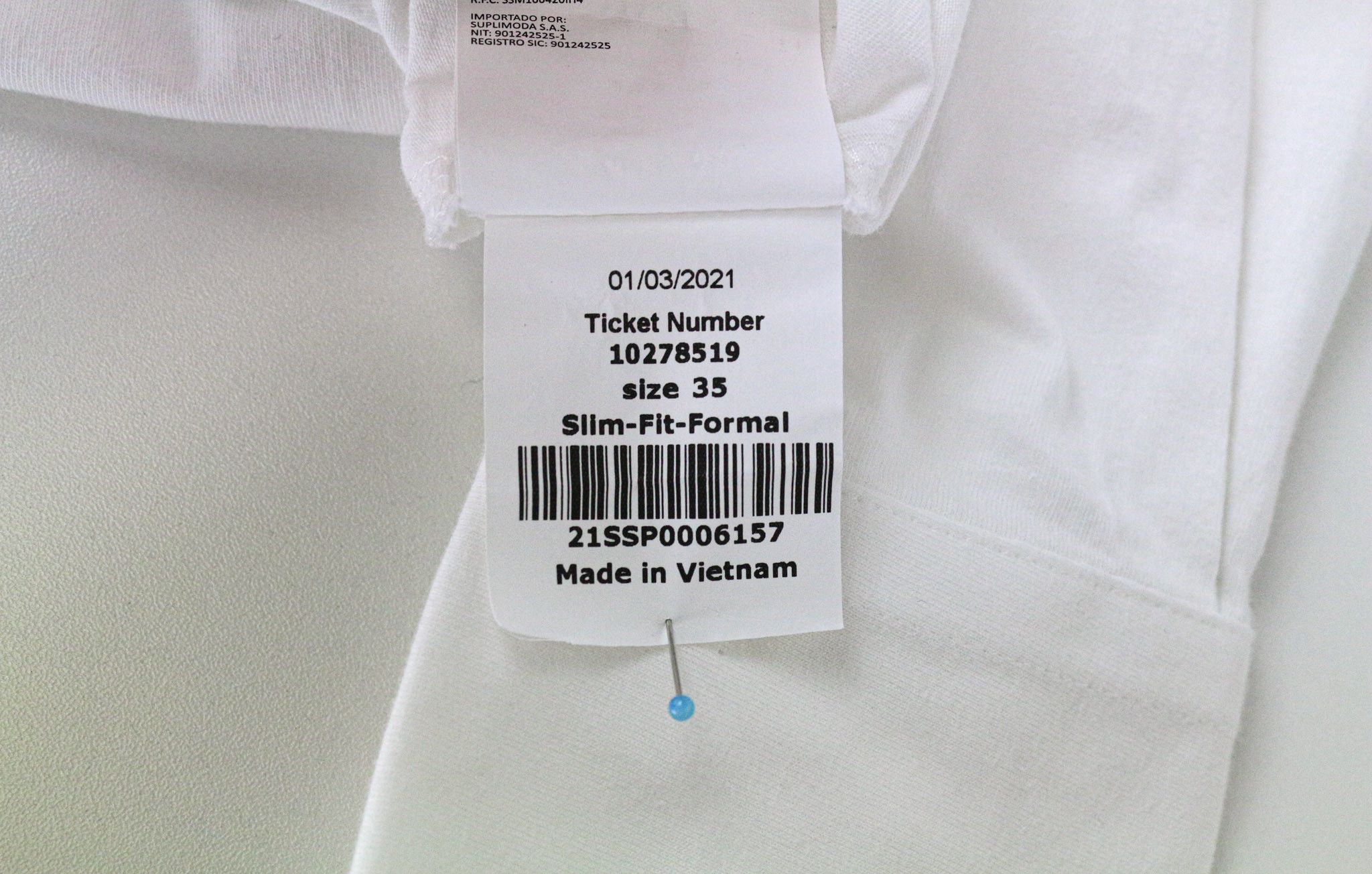 Suitsupply 35 Slim White Cotton Cutaway Shirt 78913 Size 36R - 7 Thumbnail