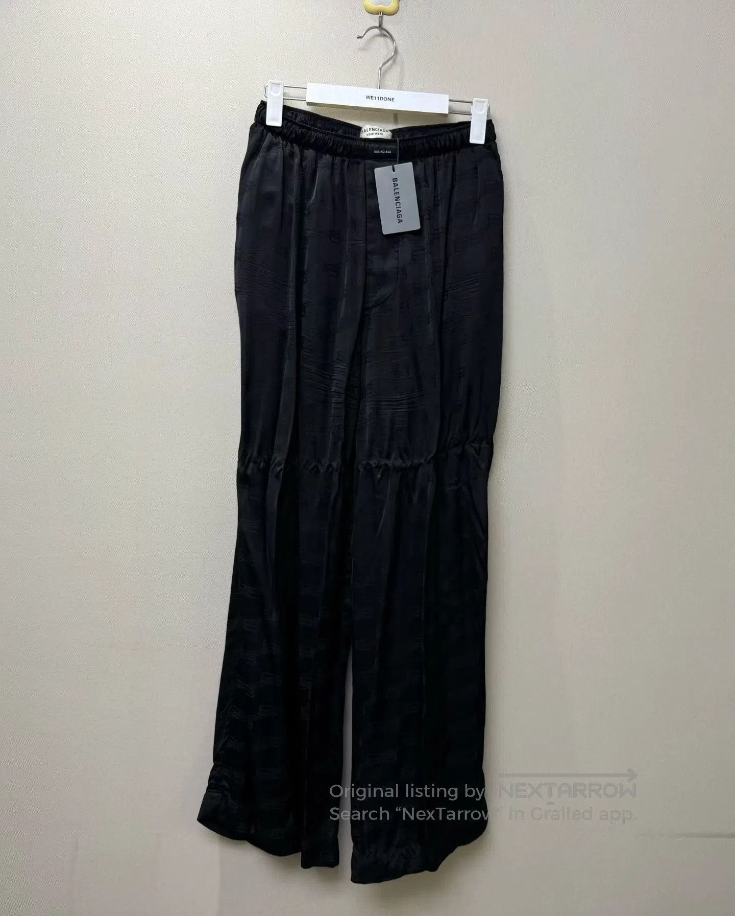Balenciaga Balenciaga Black Lock Full Logo Silk Long Pants| Size US 36 / EU 52 - 1 Thumbnail