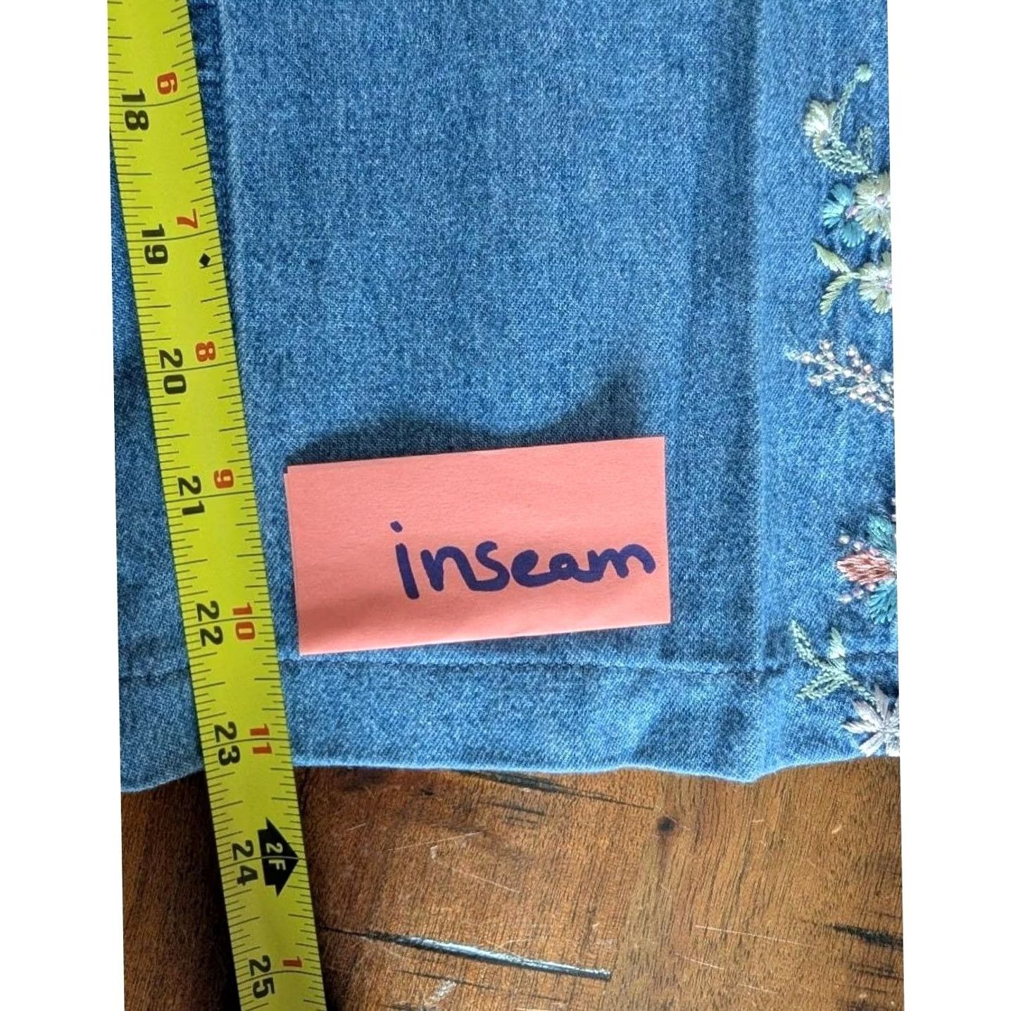 Vintage VINTAGE Draper's & Damon's Jeans Cropped 5-Pocket Denim High Rise 100% Cotton Floral Embroidered Womens Petite 10P Blue Size 32" / US 10 / IT 46 - 5 Thumbnail
