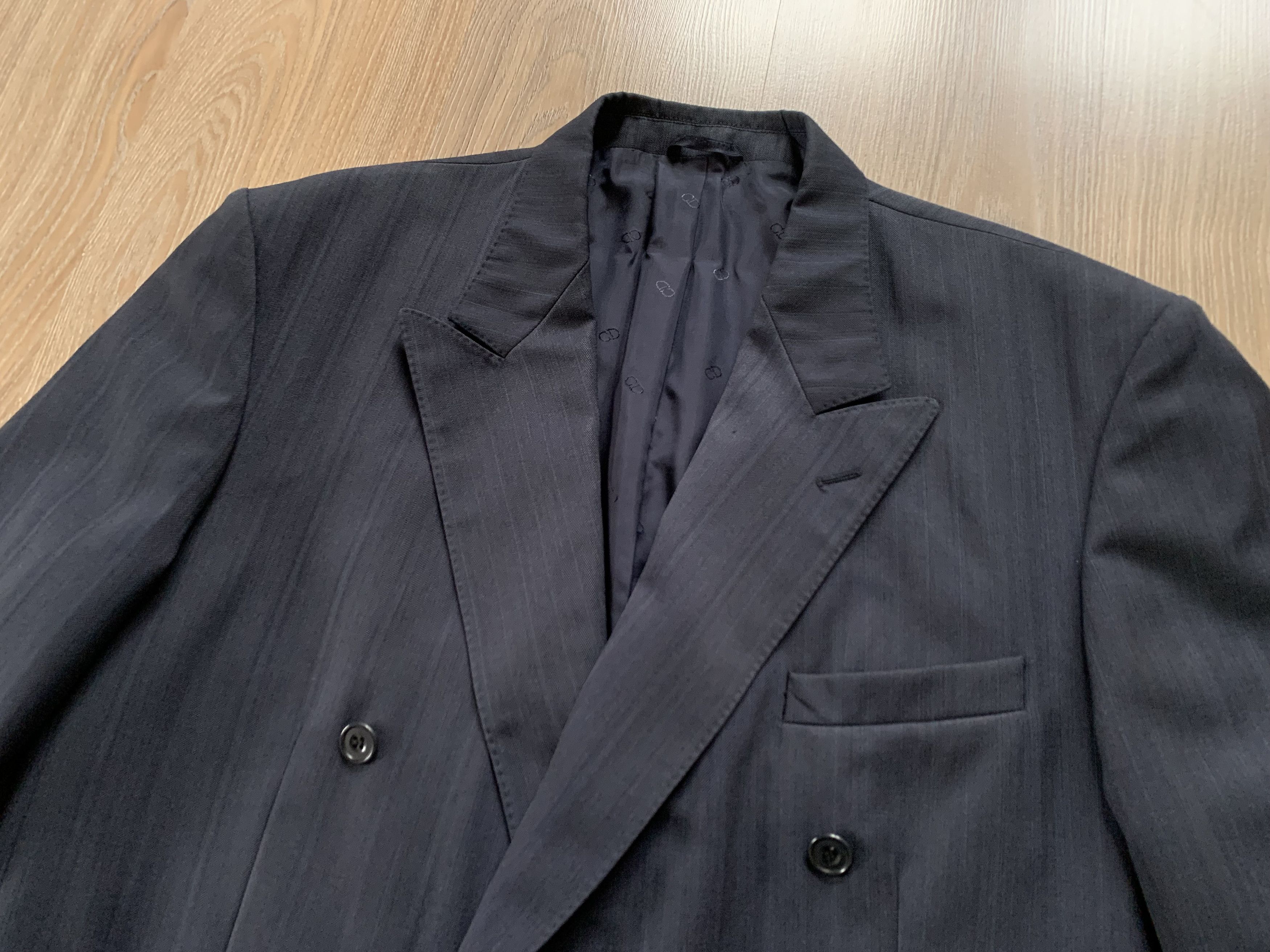 Christian Dior Monsieur Christian Dior Vintage Navy Blue Wool Stripe Blazer Size 42R - 5 Thumbnail