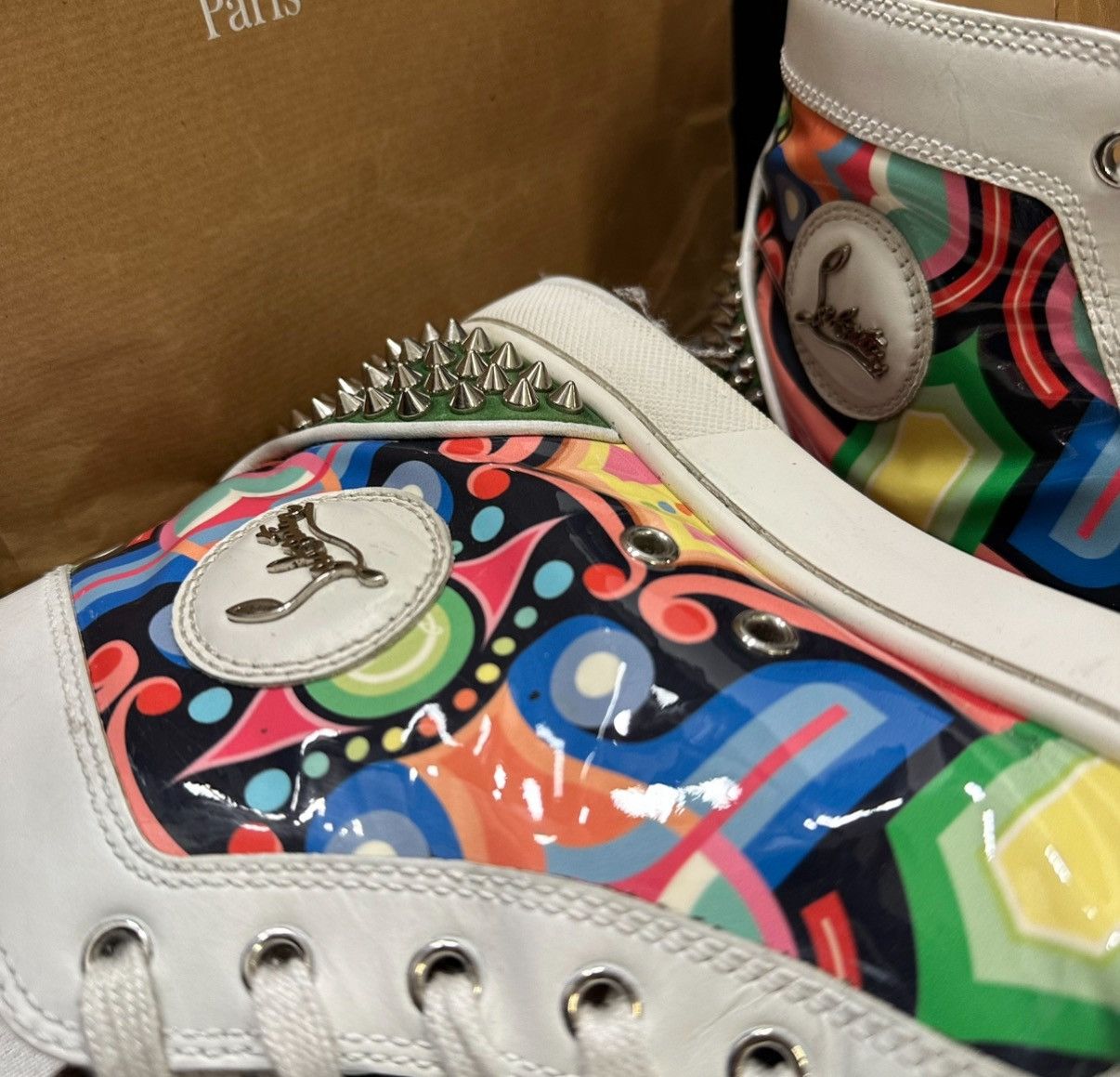 Christian Louboutin Christian Louboutin Multicolor Spiked Sneakers – original Size US 8 / EU 41 - 8 Thumbnail