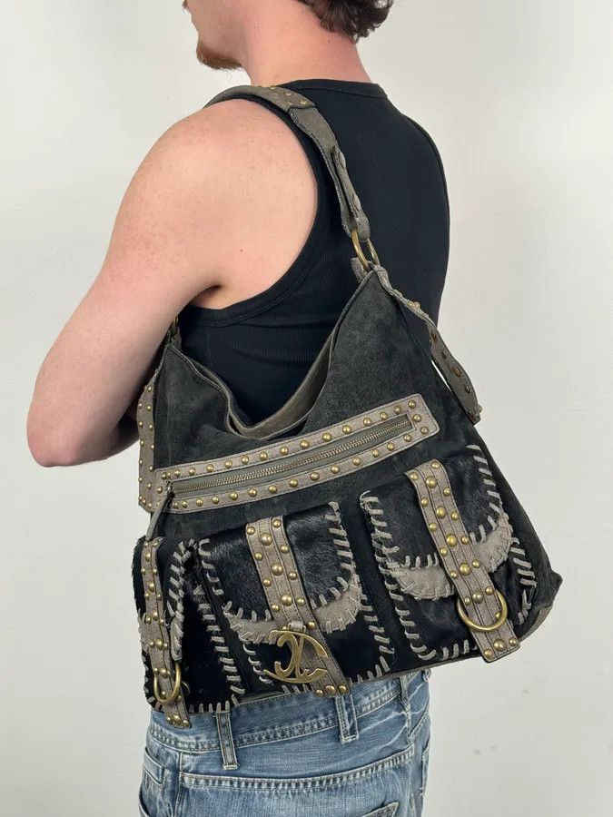 Roberto Cavalli AW2008 Cavalli Black Fur Suede Shoulder Bag Size ONE SIZE - 2 Thumbnail