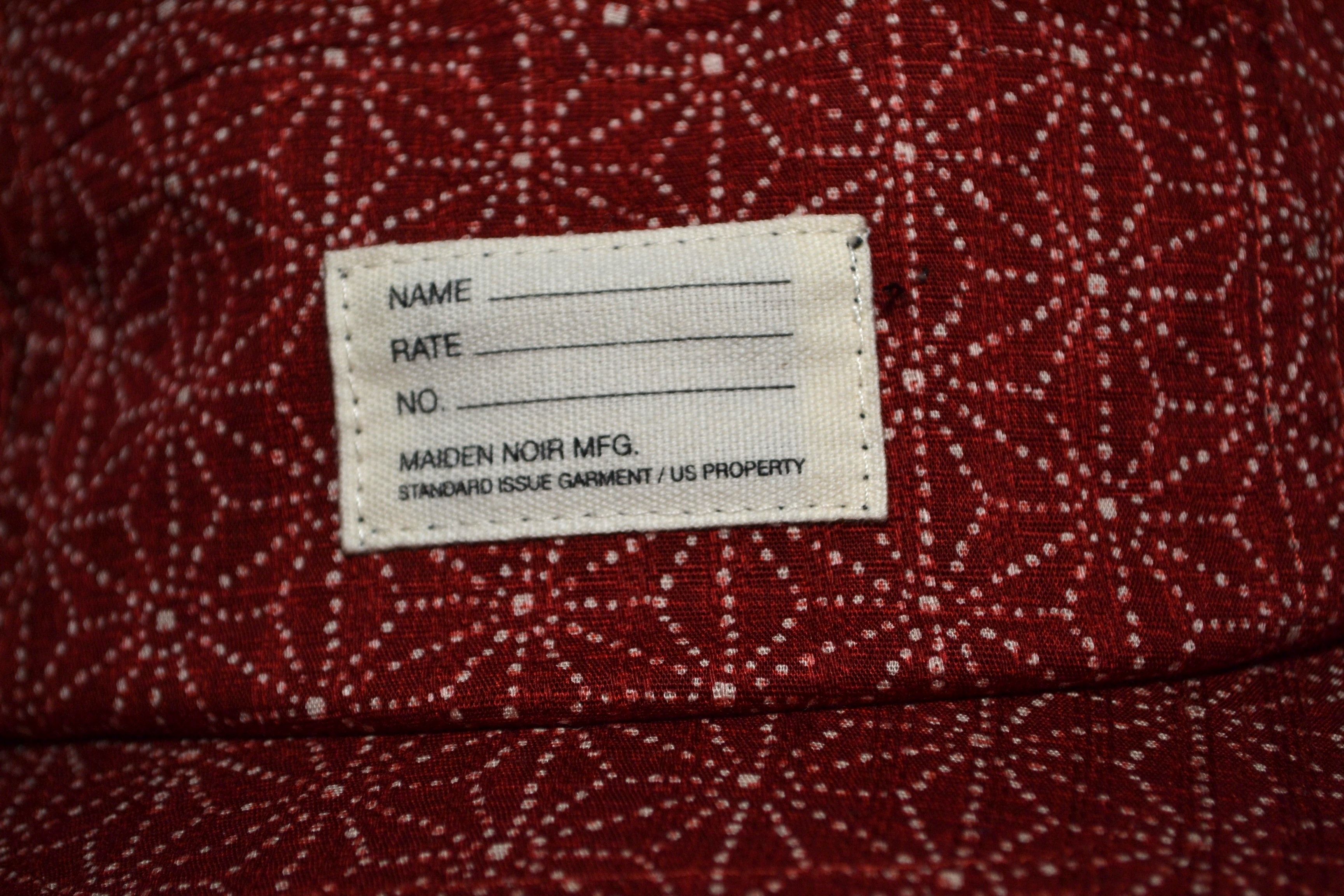 Japanese Brand Maiden Noir Blood Red Sashiko 5 Panel Camp Hat Visvim Style Size ONE SIZE - 4 Thumbnail