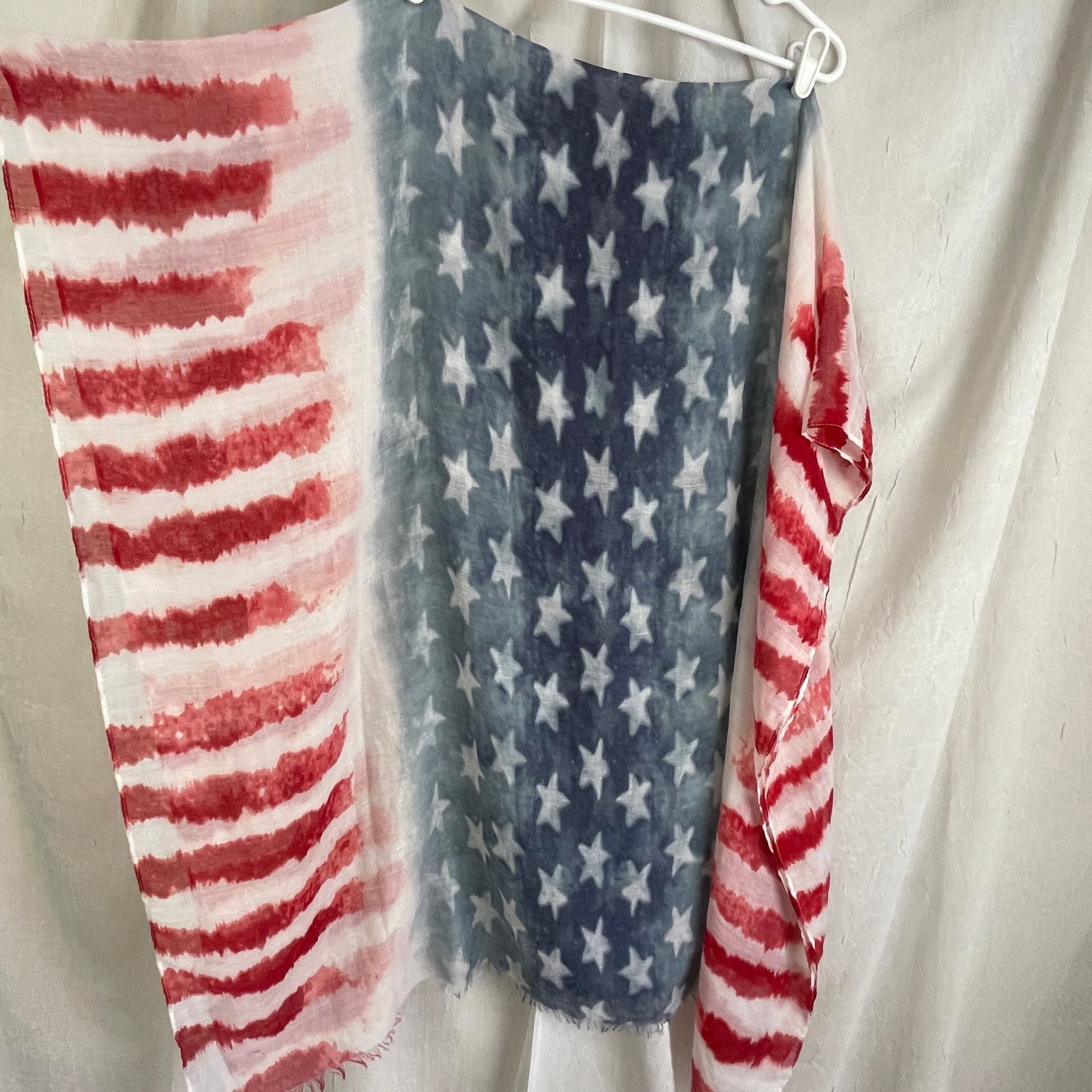 Other American Flag Sheer Scarf Raw Edge USA 4th of July Patriotic Size ONE SIZE - 17 Thumbnail
