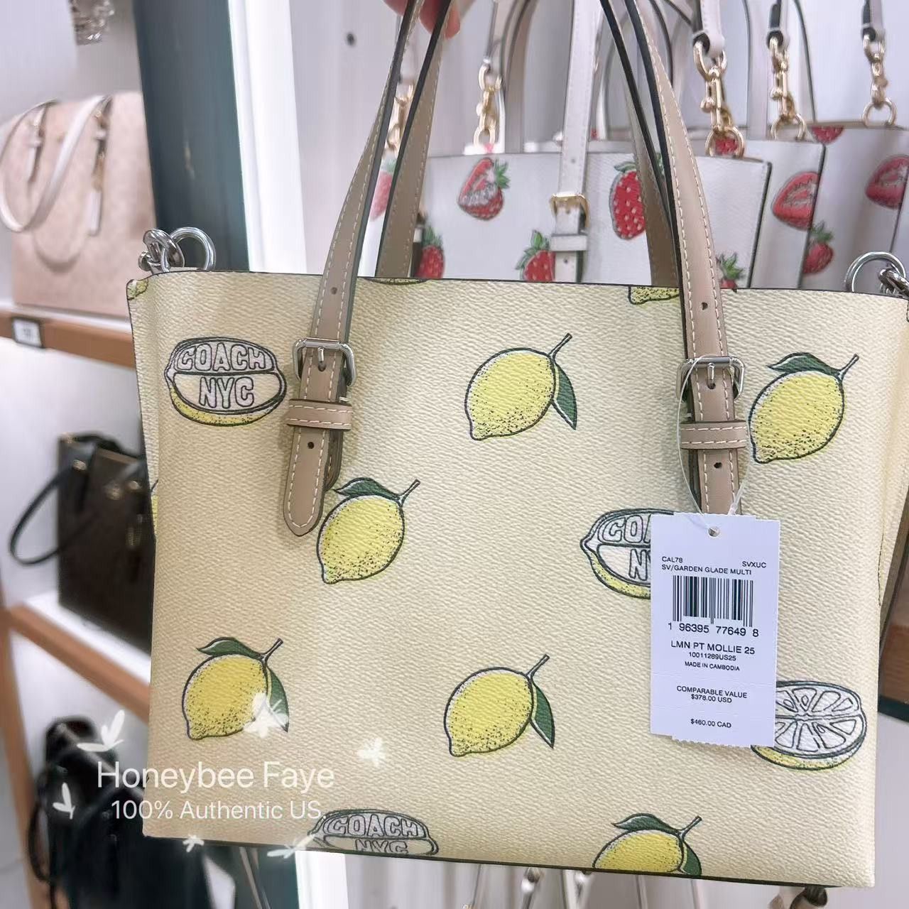 Coach Mollie Tote Bag 25 With Lemon Print CAL78 Size ONE SIZE - 3 Thumbnail