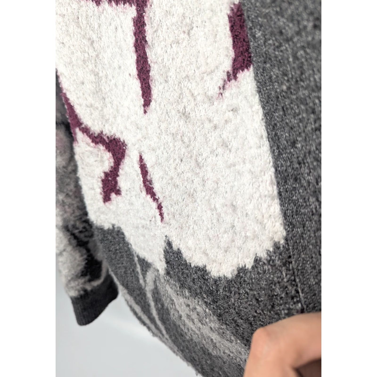 Rachel Zoe RACHEL ZOE Cardigan Women's Large Floral Oversized Knit Sweater - Open Front, Long Sleeve, Gray, 3-4 Season, Relaxed Fit, Machine Washable Size L / US 10 / IT 46 - 4 Thumbnail