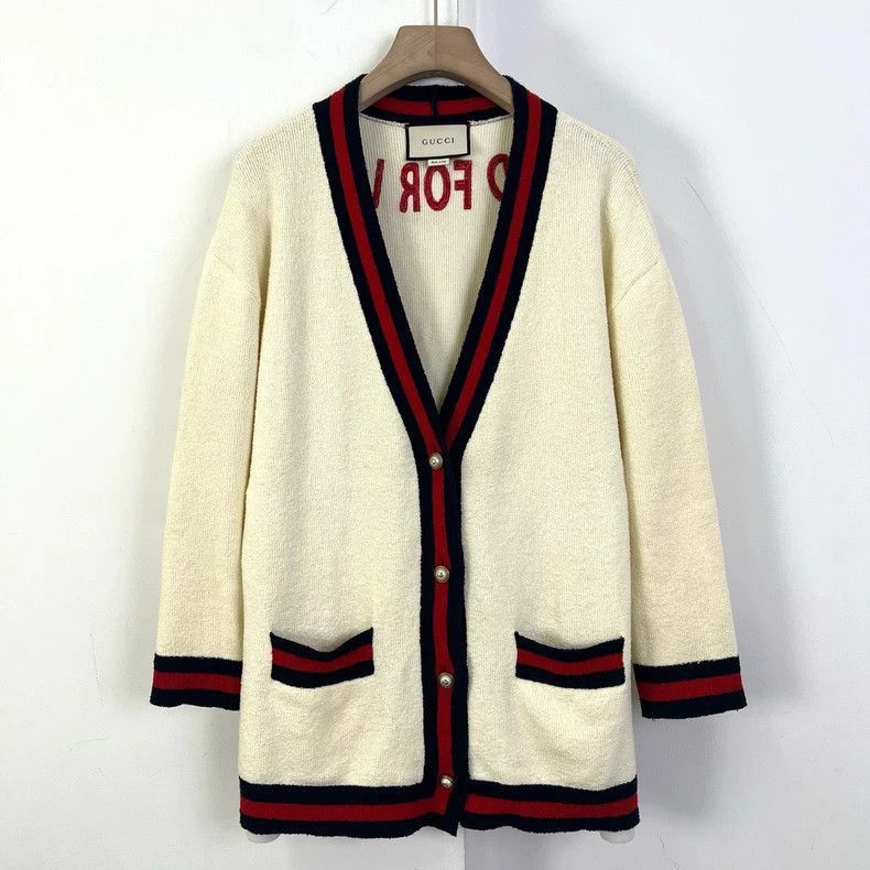 Gucci Red Blue Stripe Knit Cardigan-2506