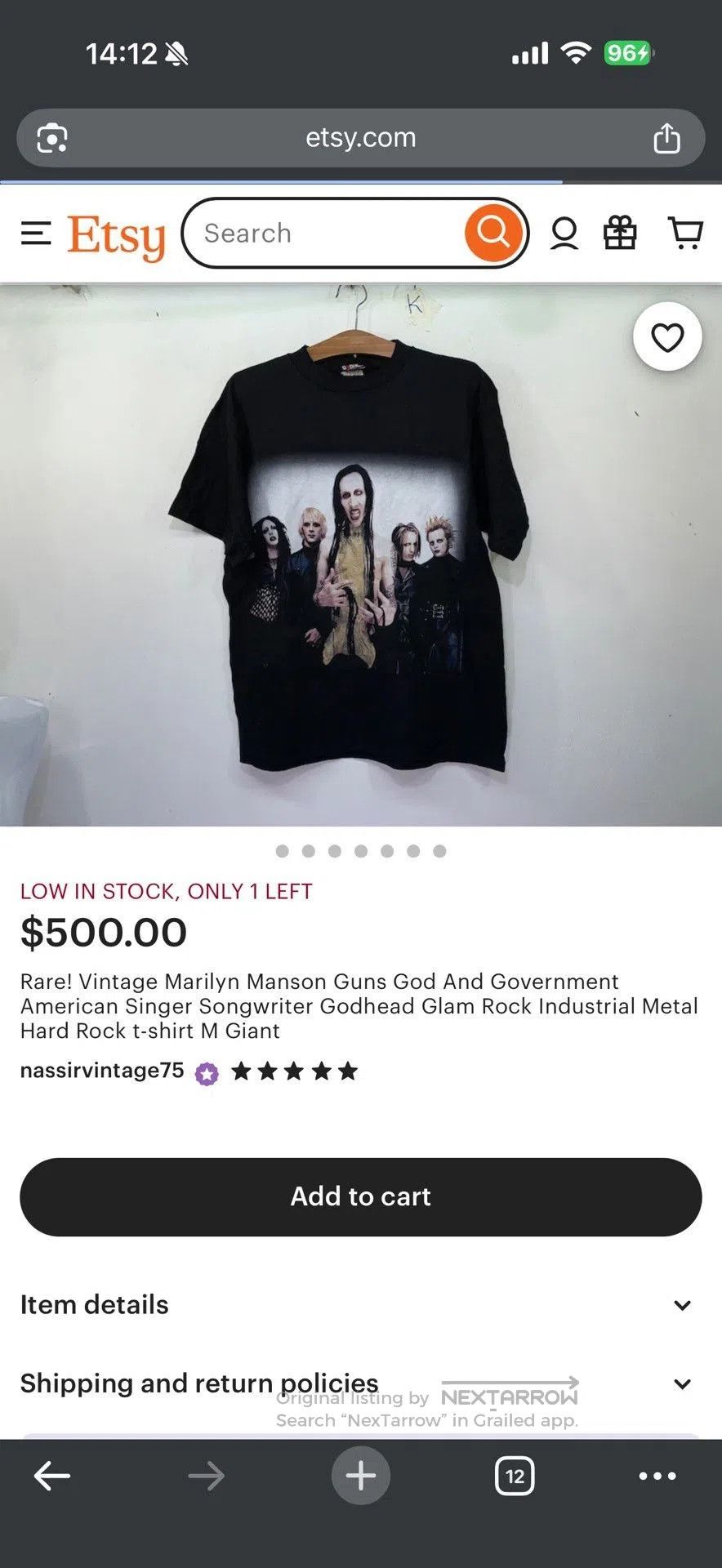 Vintage Vintage Marilyn Manson 00s Tee. Size US L / EU 52-54 / 3 - 7 Thumbnail