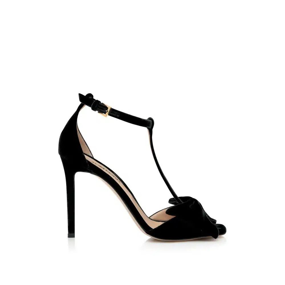 Tom Ford o1loc1c0326 W3339 Hi Heels Velvet Bow Sandals in Black Size US 8 / IT 38 - 1 Thumbnail