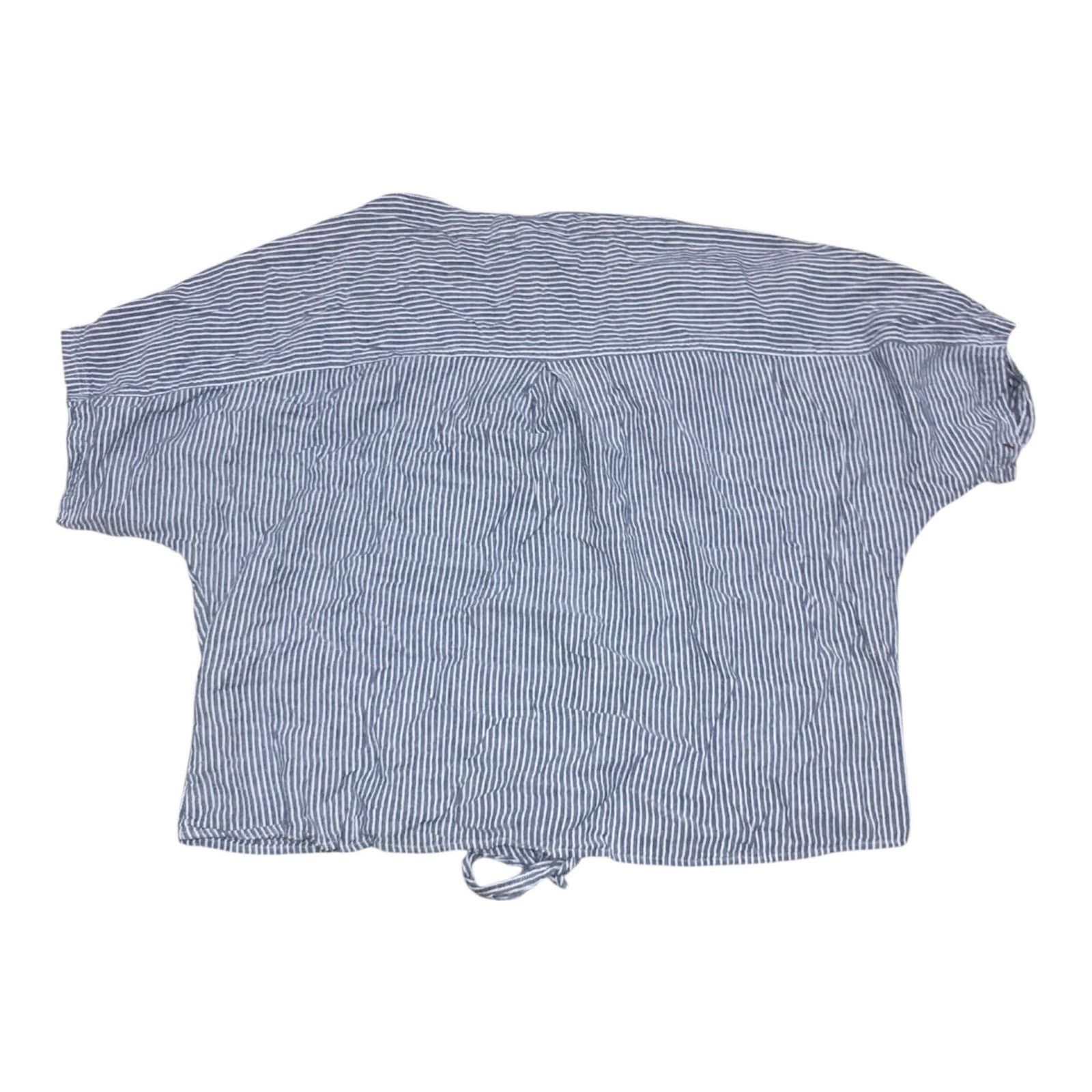 Other Off Shoulder Striped Tie Front Top Blue White Loose Top XL Size XL / US 12-14 / IT 48-50 - 2 Thumbnail