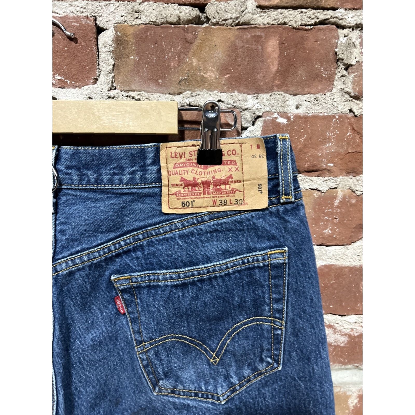 Levi's Levi's 501 Jeans Mens 38x30 Blue Button Fly Straight Classic Denim Y2K 90s Vintage No Size US 38 / EU 54 - 4 Thumbnail